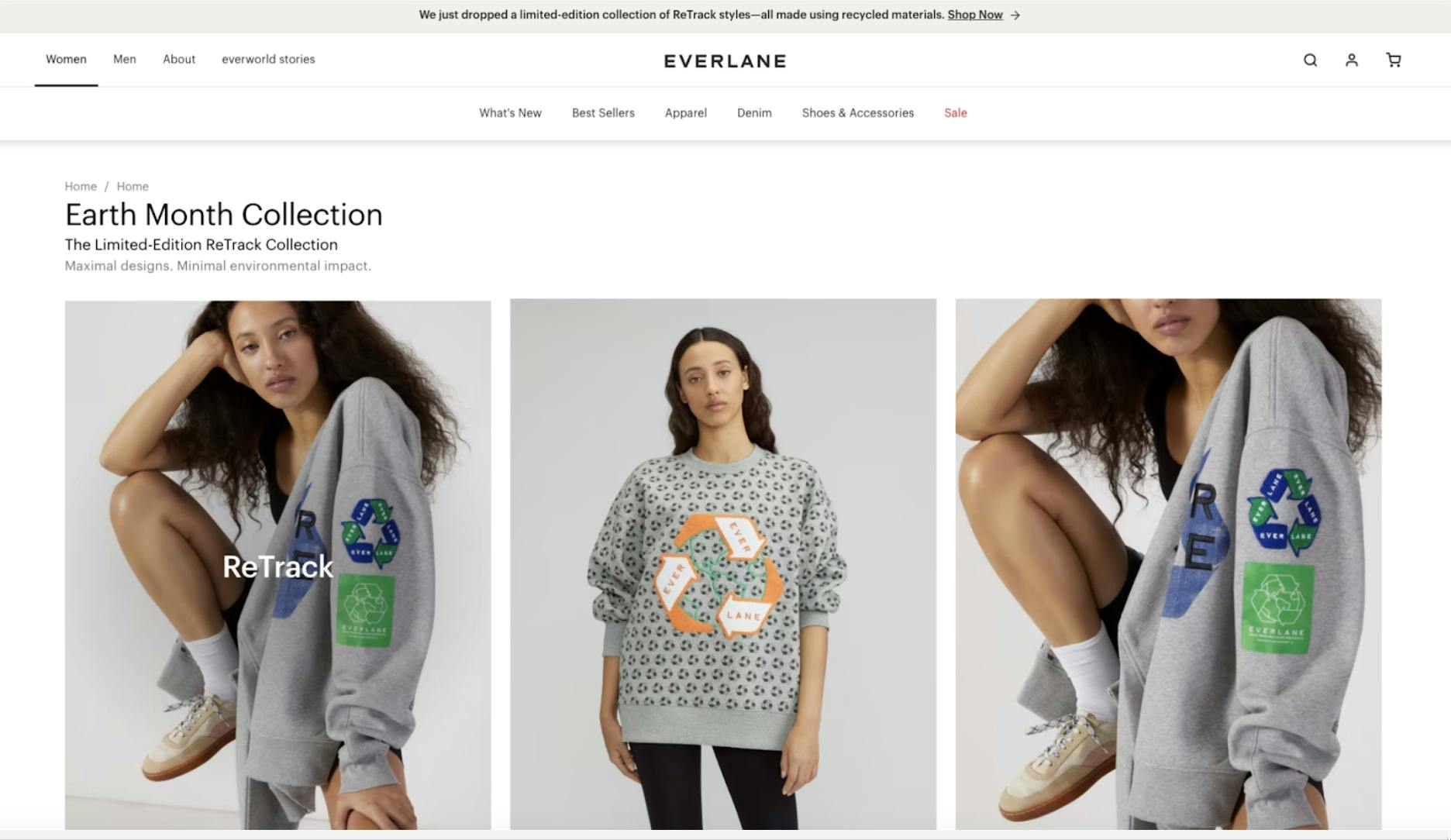 screen grab of Everlane website