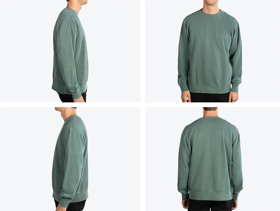 sea green Independent Trading Co. PRM3500 sweatshirt from all four sides