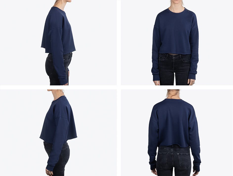 navy Bella + Canvas 7503 sweatshirt from all four sides