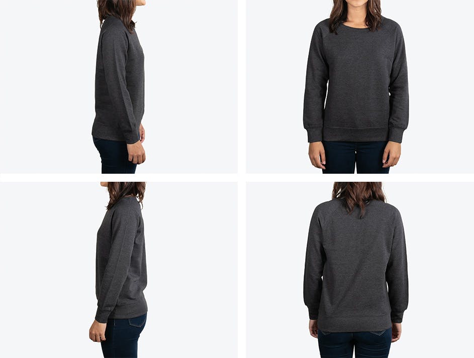 dark gray Independent Trading Co. SS240 sweatshirt from all four sides