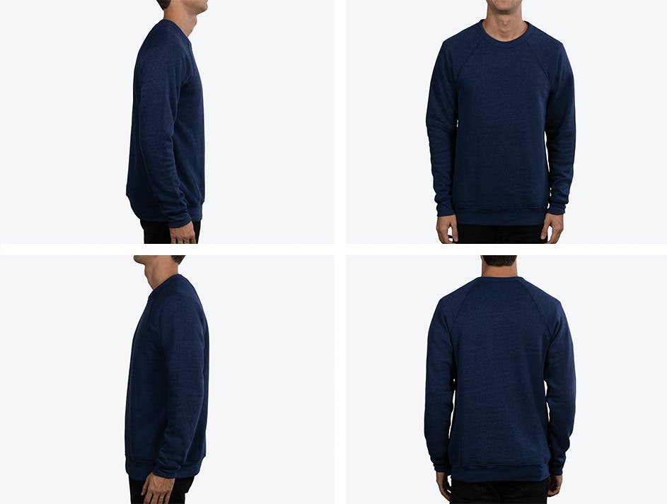 navy Bella + Canvas 3901 sweatshirt from all four sides