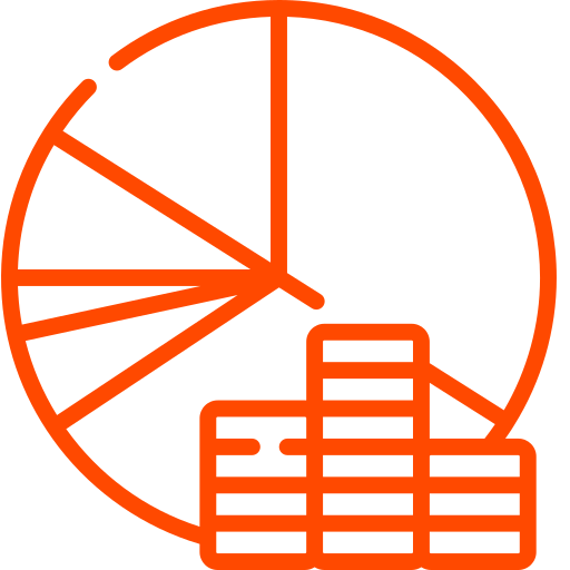 Icoon van pie chart en geld