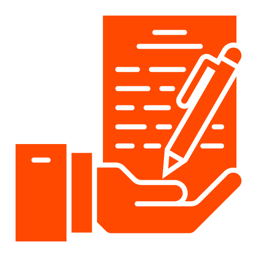 Icoon van een hand met voorstel erin