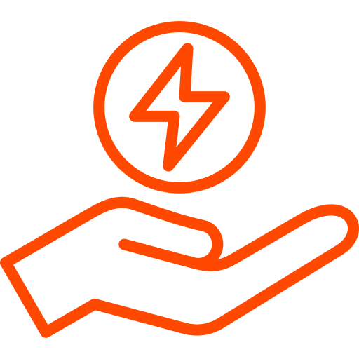 Hand met energie icoon