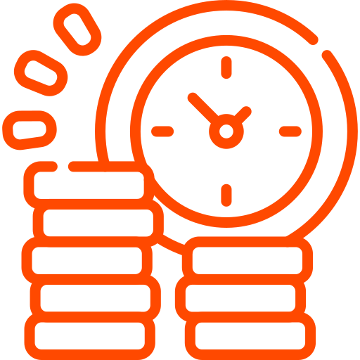 Icoon van klok en geld