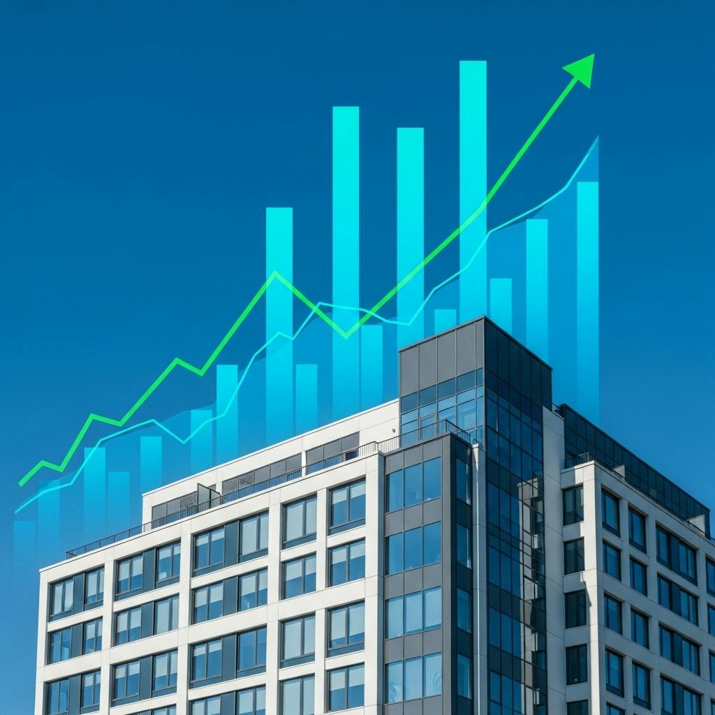 Afbeelding van gebouw met grafiek
