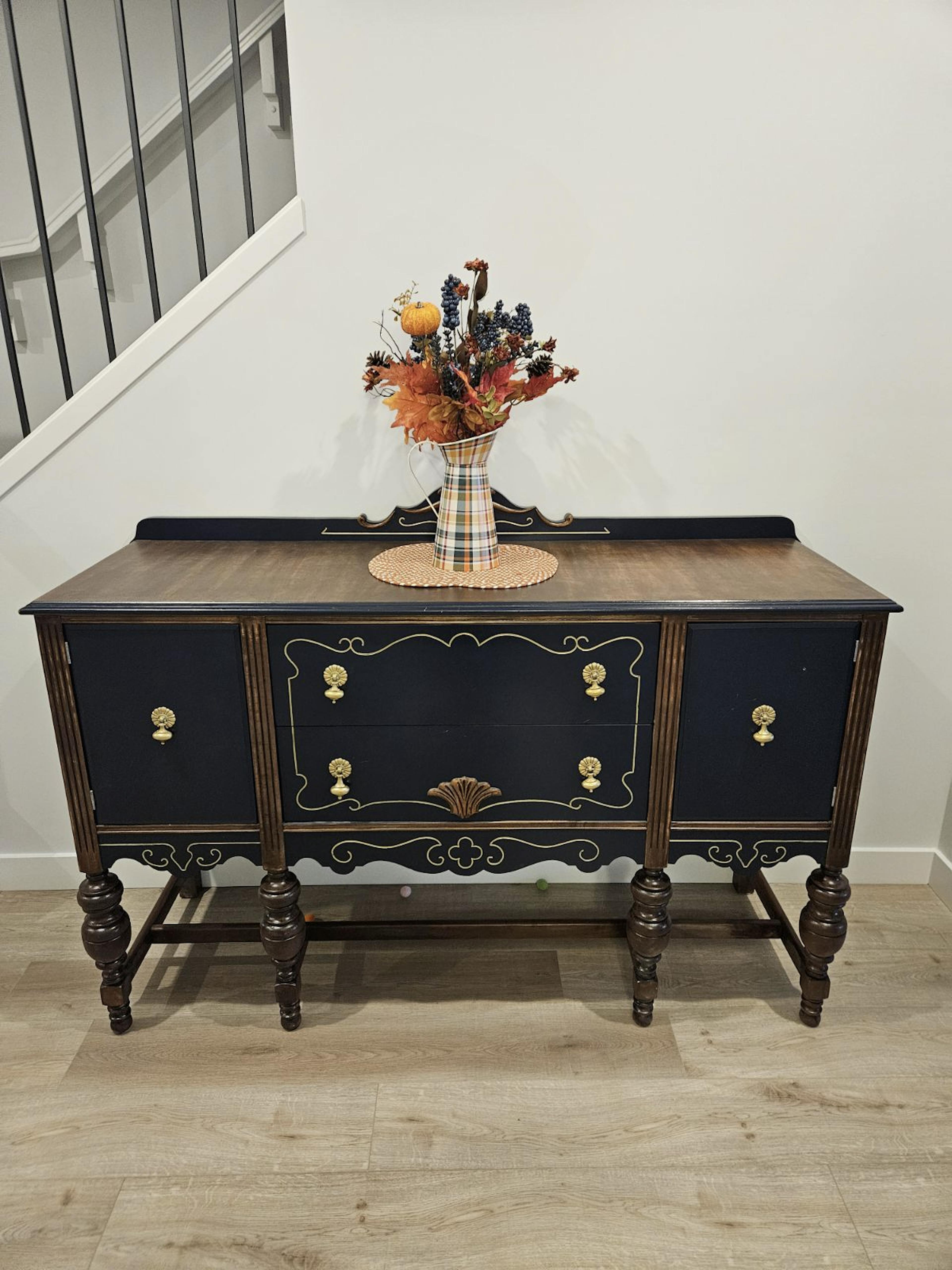 Custom colour Lacquered Buffet hutch refinish