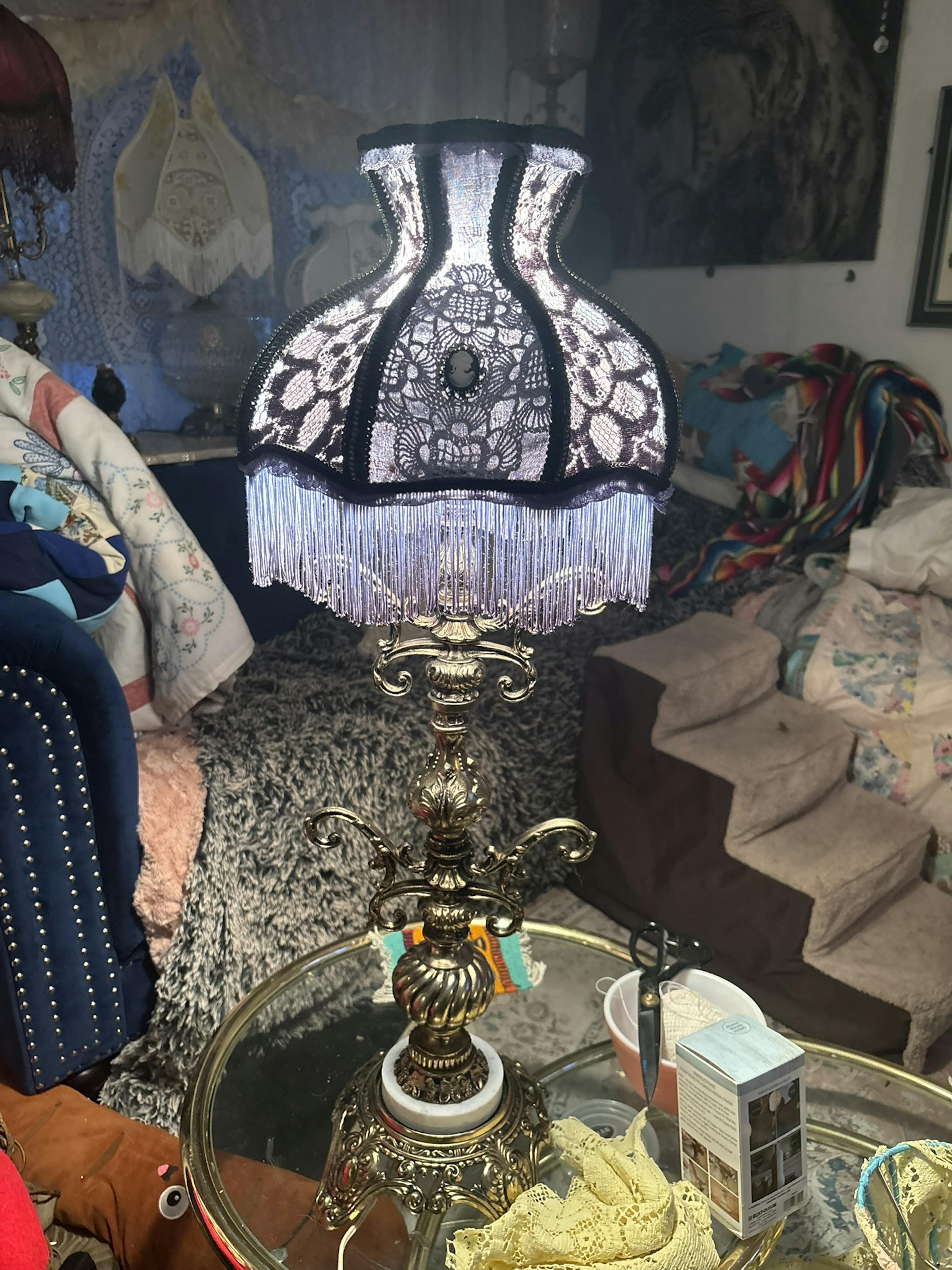 antique lampshade upholstery / recover