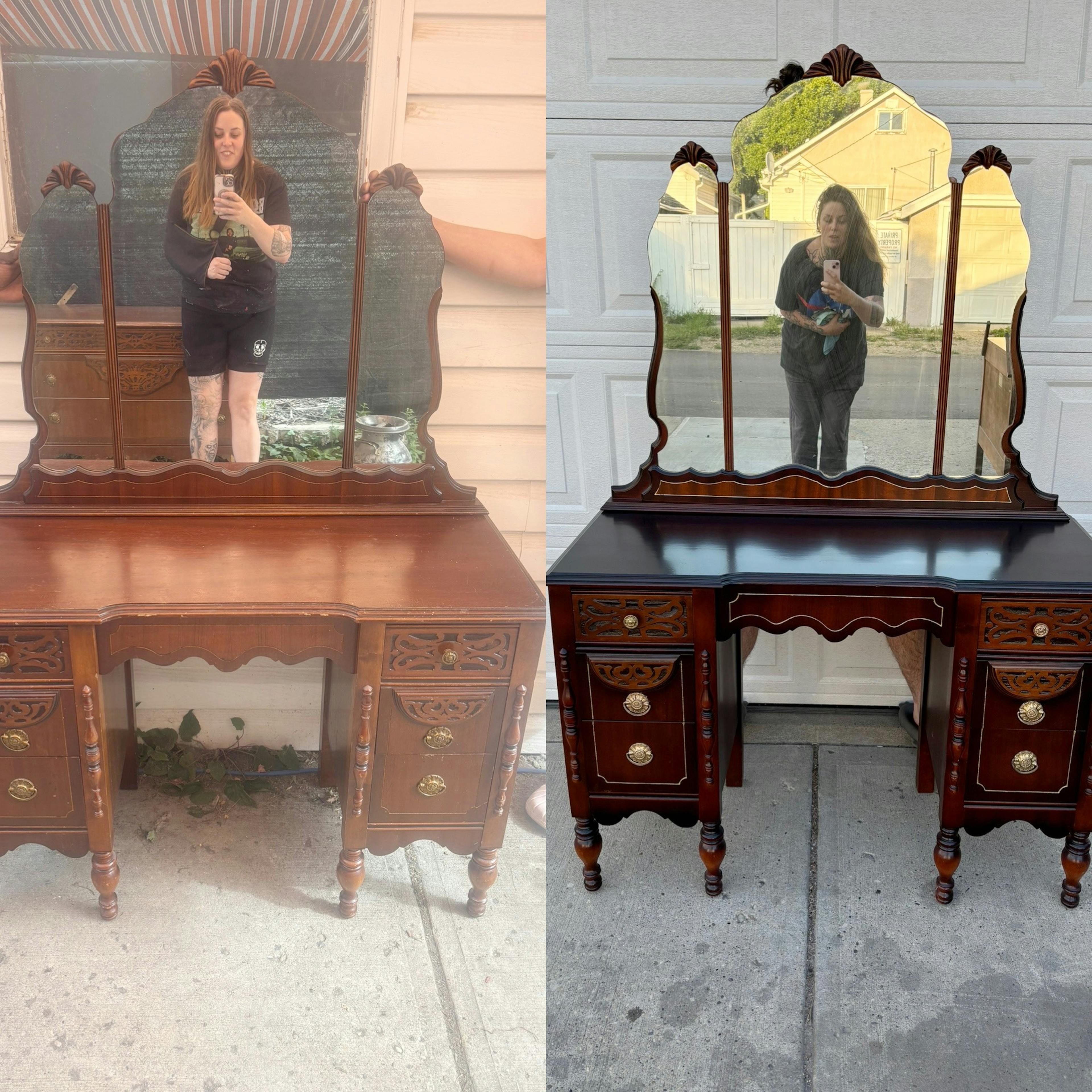 antique furniture vanity dresser refinishing 