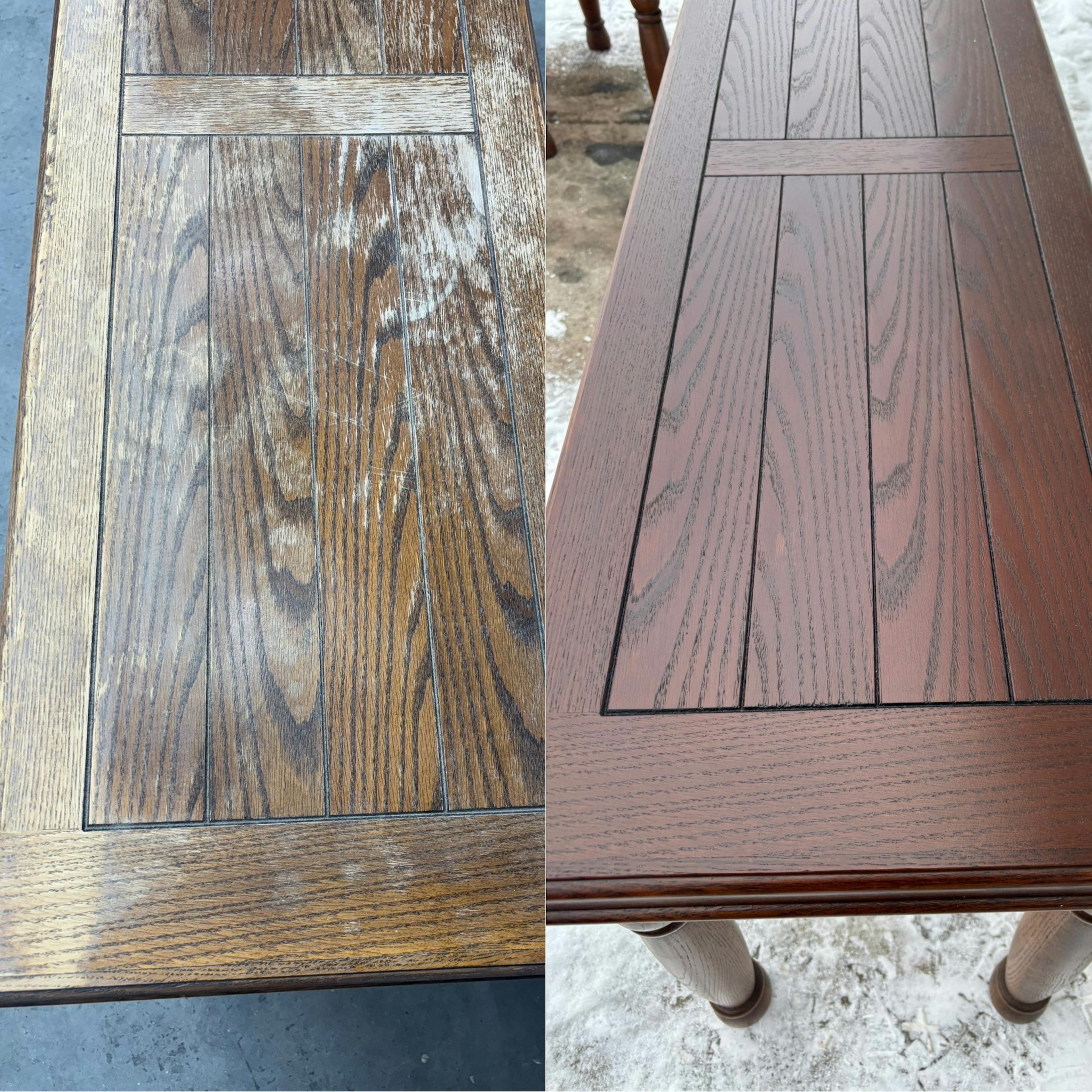 wood veneer coffee table top restoration