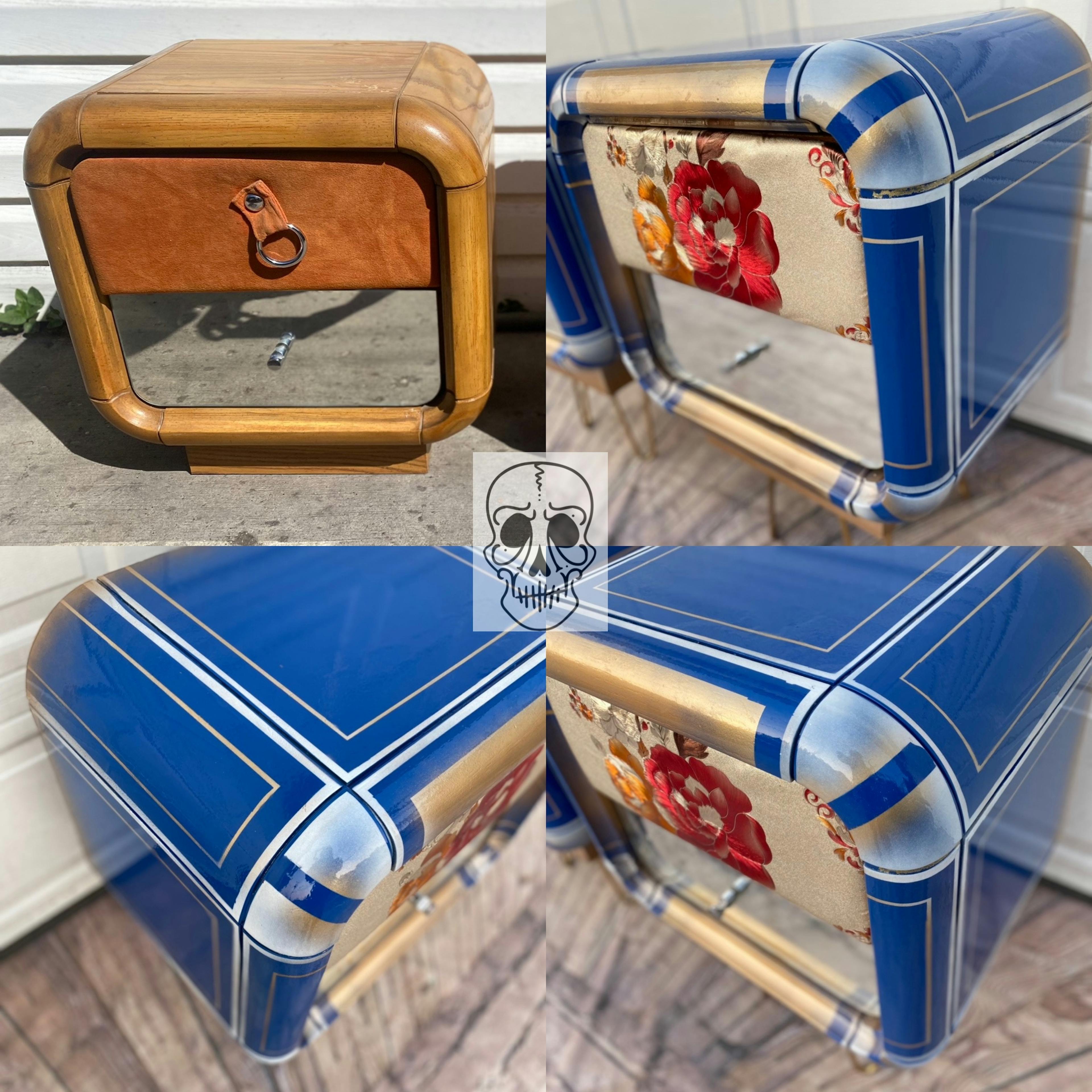 vintage nightstand side table before and after