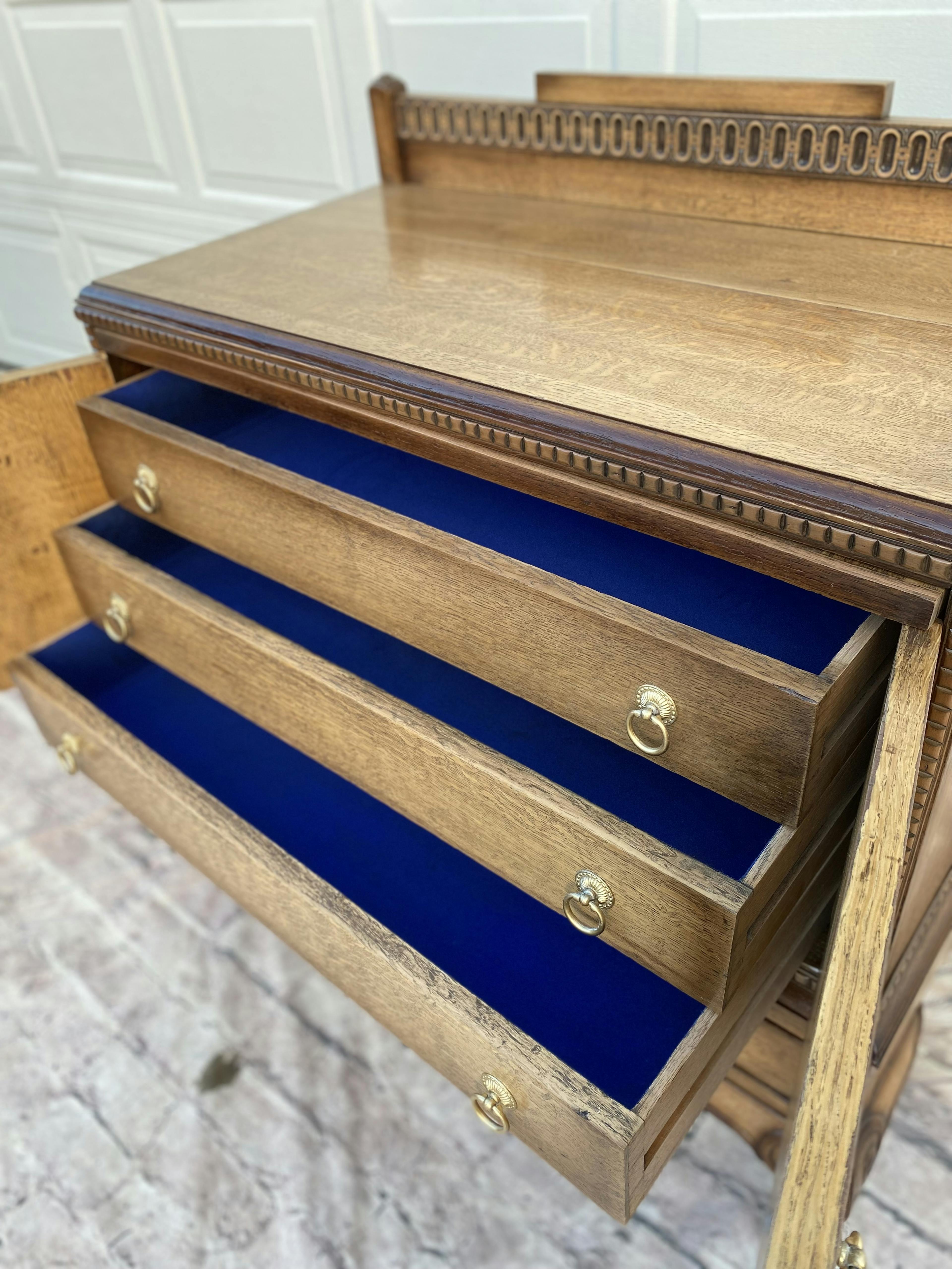 antique buffet sideboard credenza drawer linging restoration