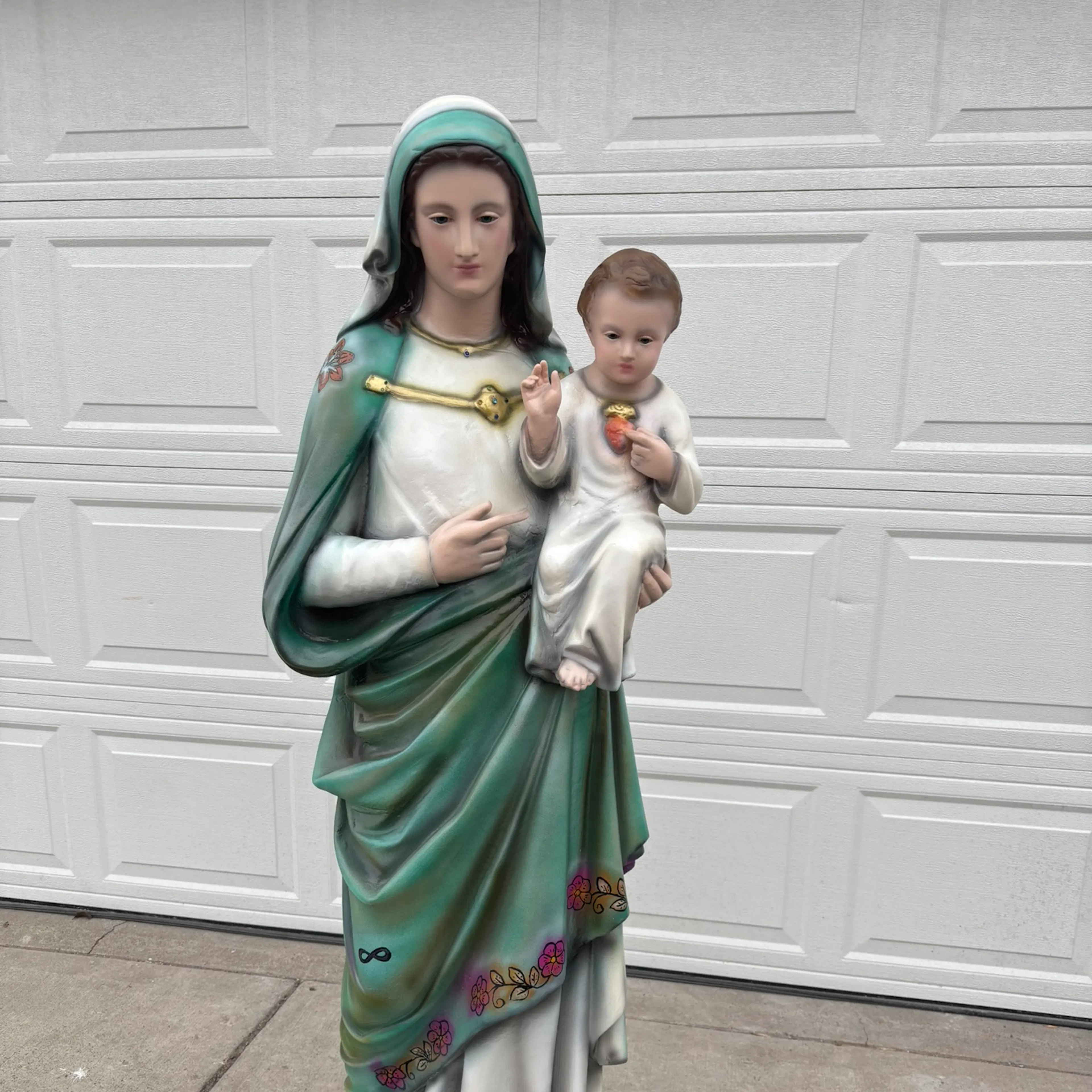 antique virgin mary statue after 