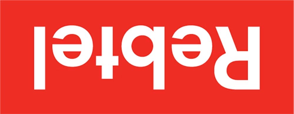 The Rebtel logo, which consists of white upside-down text that spells "Rebtel" over a bright red background.