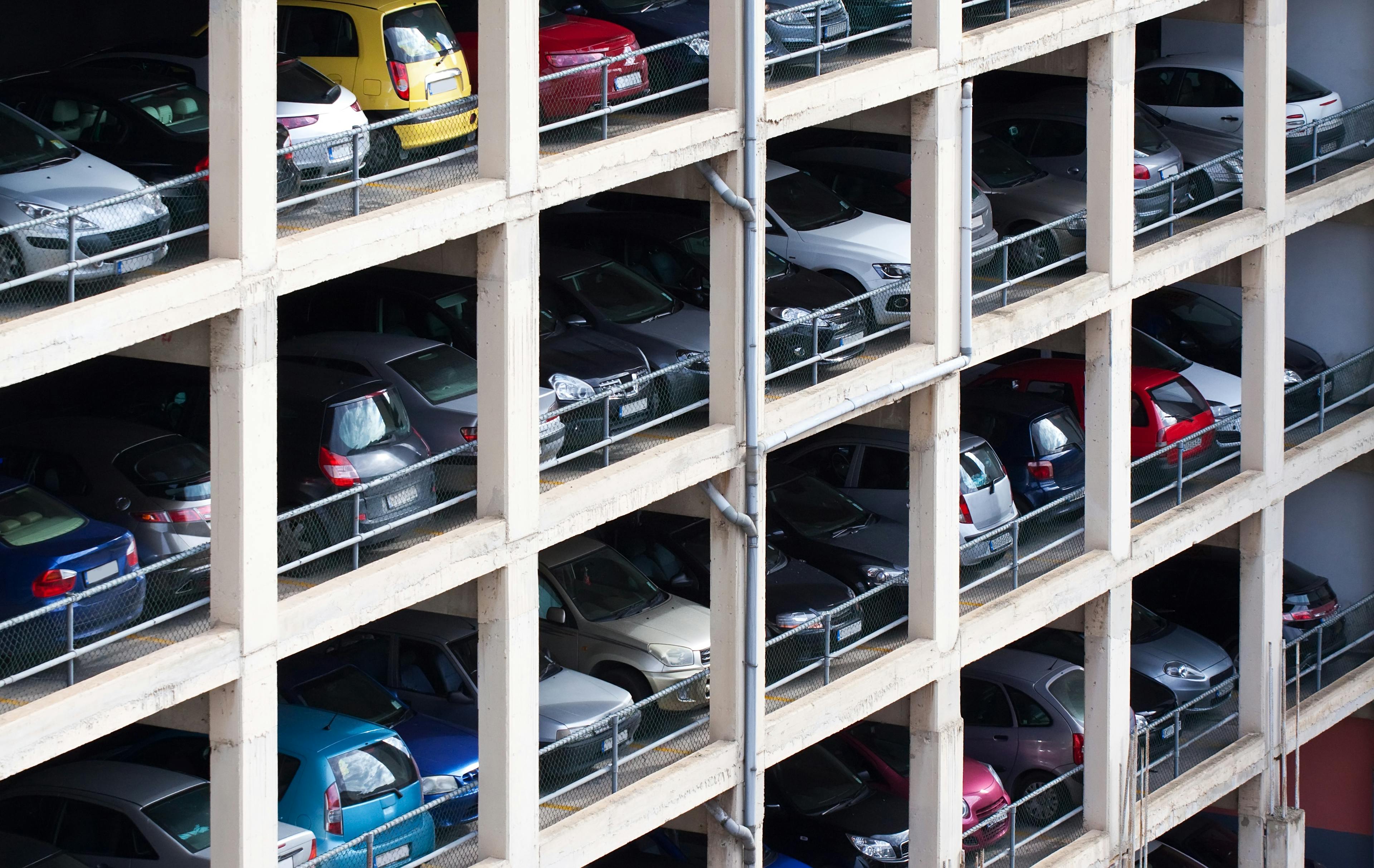 multilevel parking space with cars