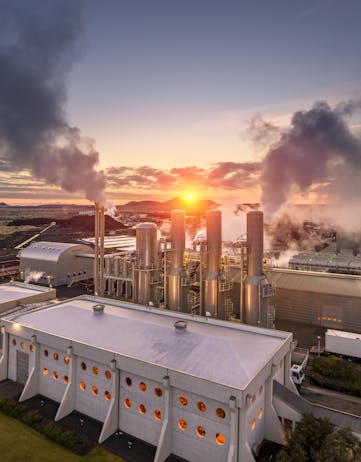 A view over Svartsengi, a Geothermal Power Station in Iceland