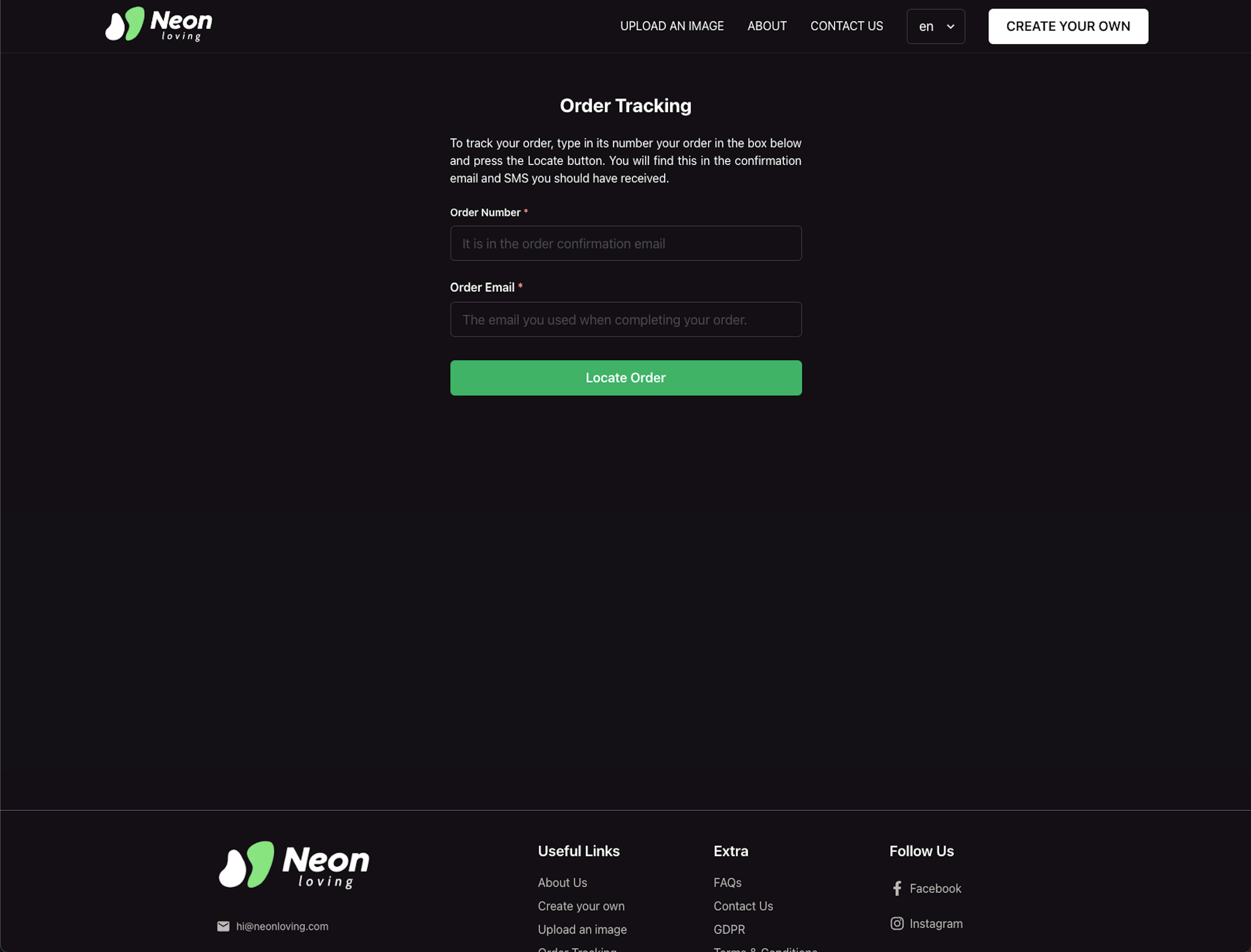 NeonLoving - Order Tracking Page