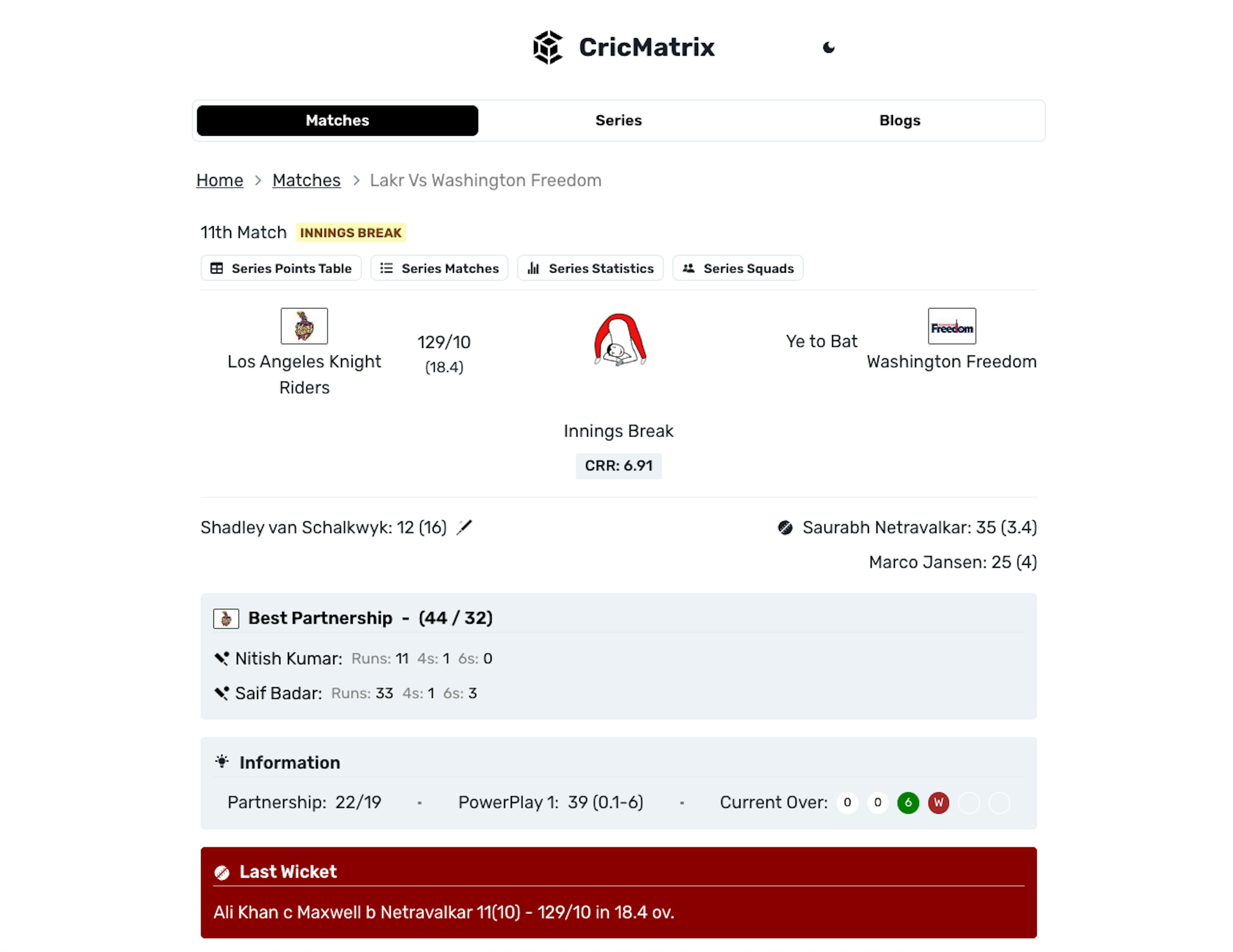 CricMatrix - Light Mode