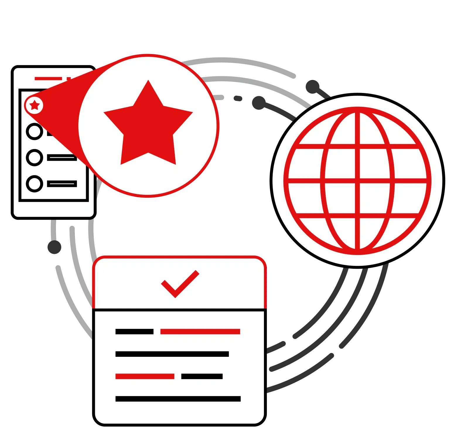 Email security icons in a circle