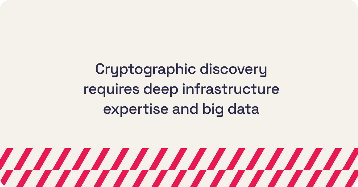 Cryptographic discovery requires deep infrastructure expertise and big data