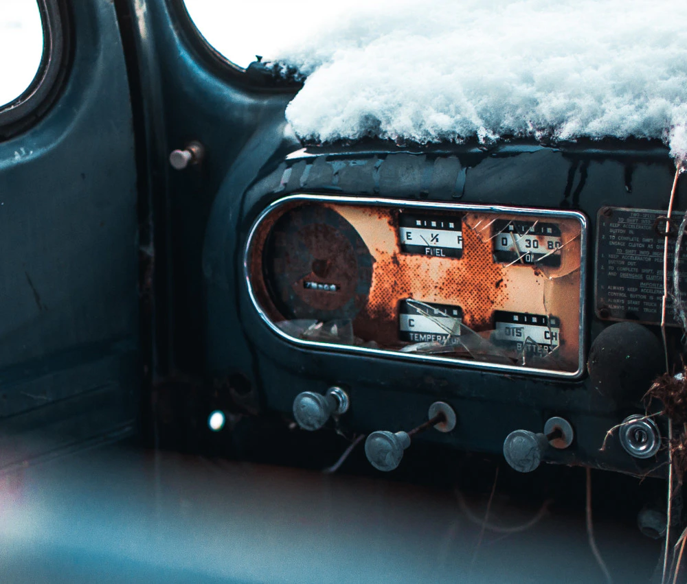 Rusty gadgets on a car