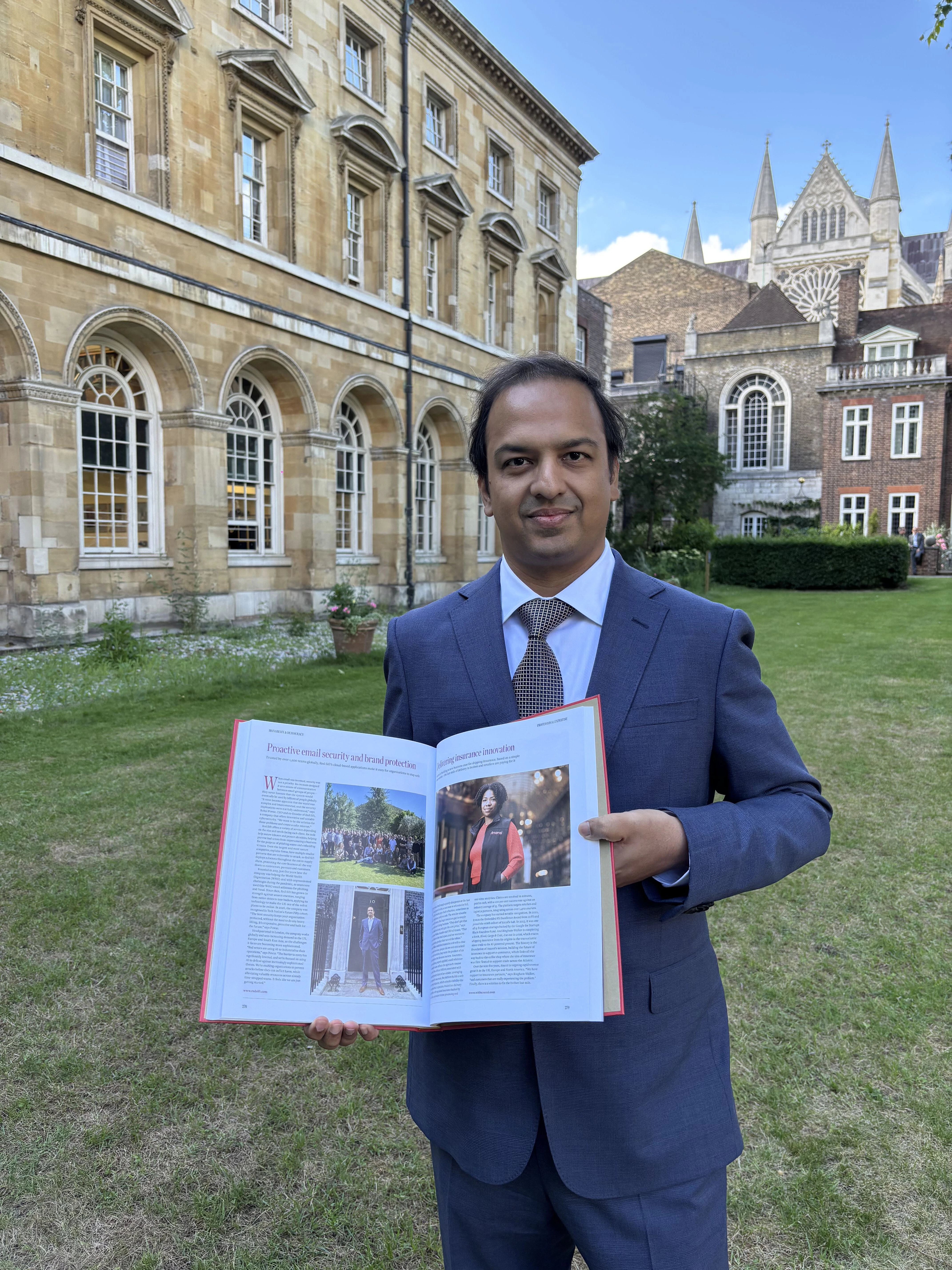 Red Sift CEO, Rahul Powar, with a copy of the book