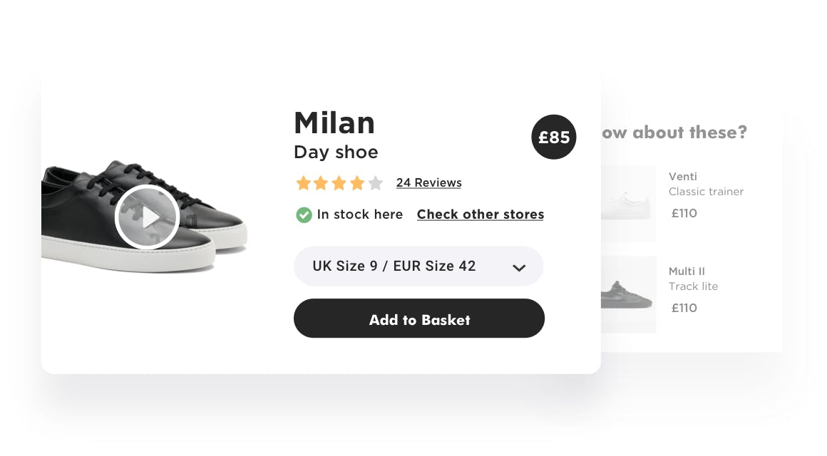 Rich product pages feature smart recommendations, online reviews and more