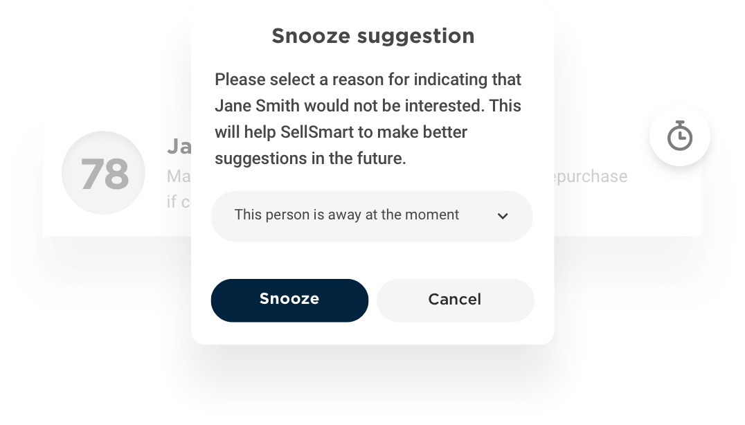 Store associates can snooze or reject notifications with reasoning to help the artificial intelligence continuously improve