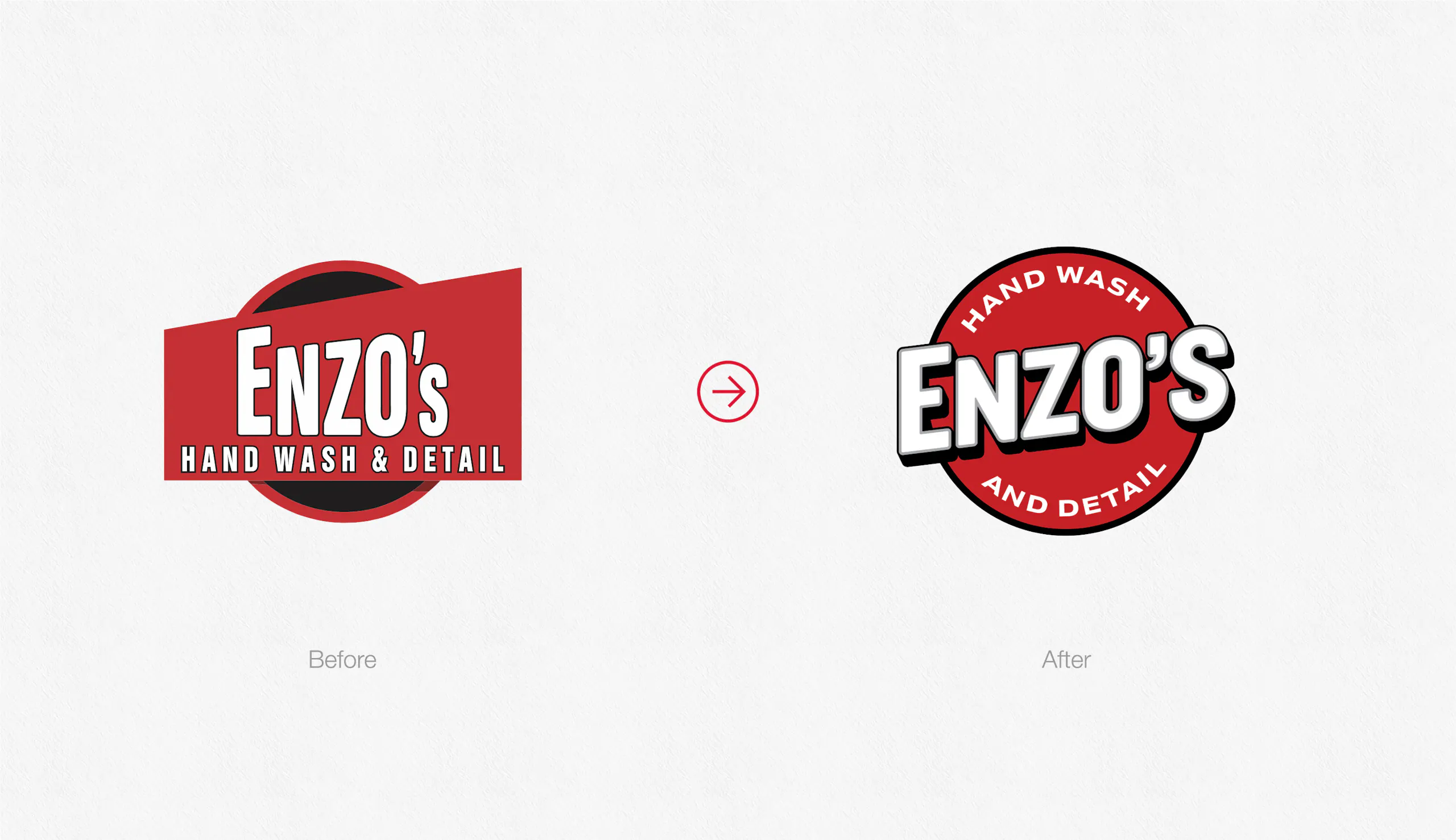 Before and after of Enzo’s logo