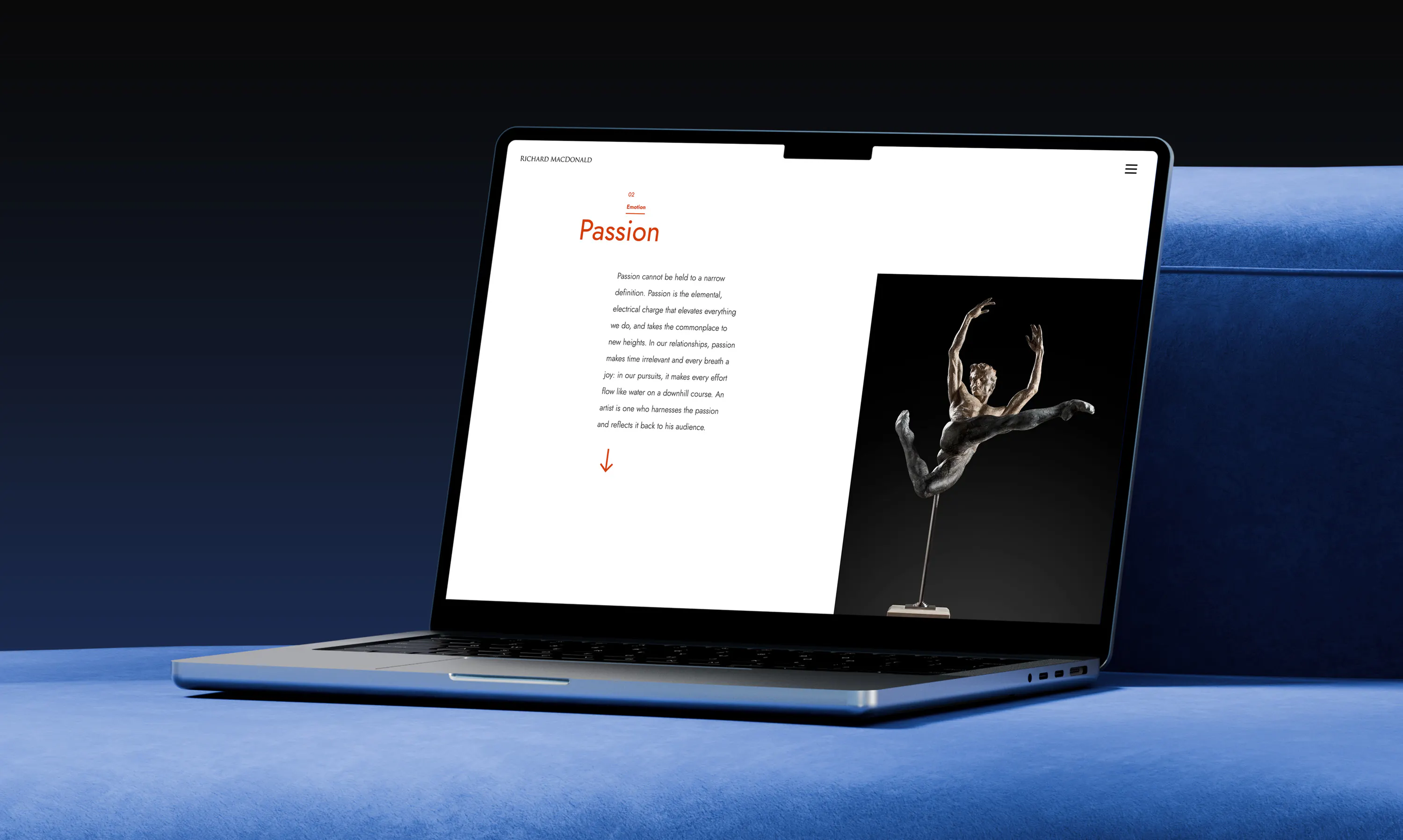 Website laptop mockup on sofa 