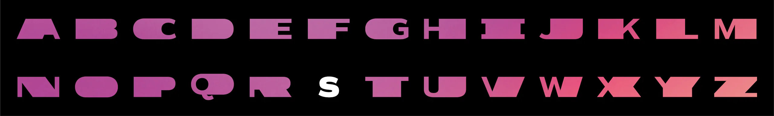 extended versions of each letter in both directions