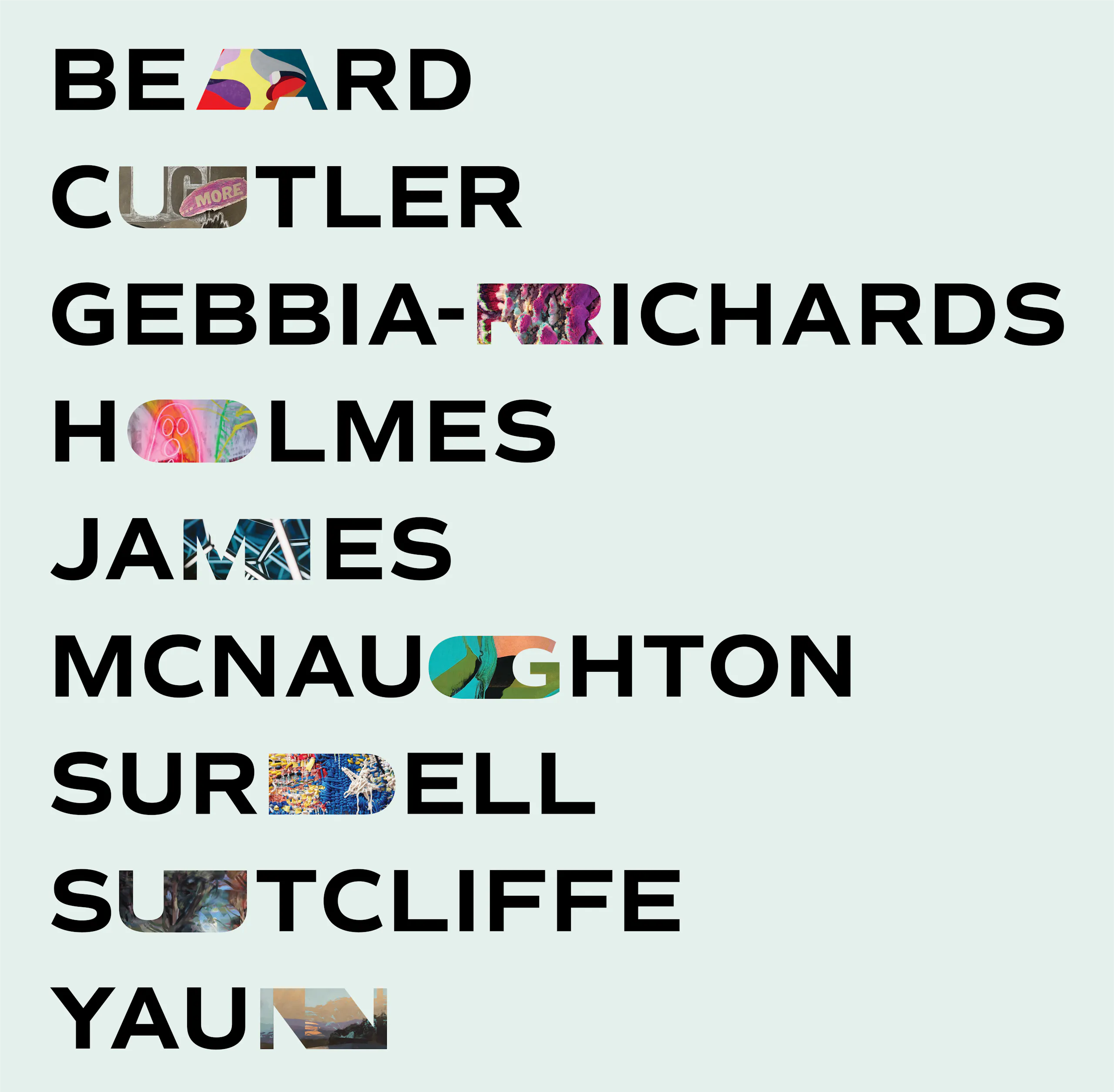 all the artist names with their art put in an extended letter