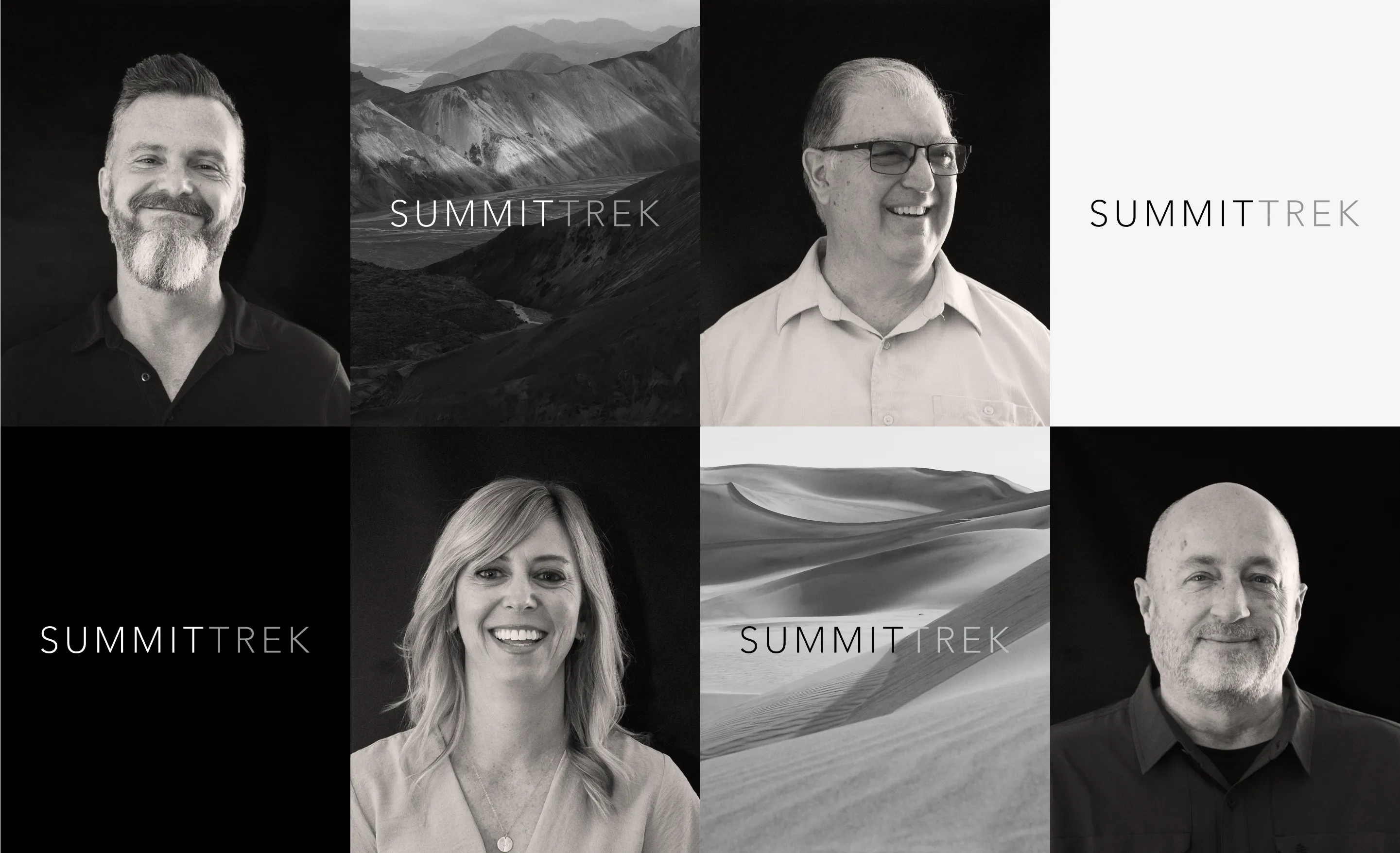 headshots alternating with summittrek branding