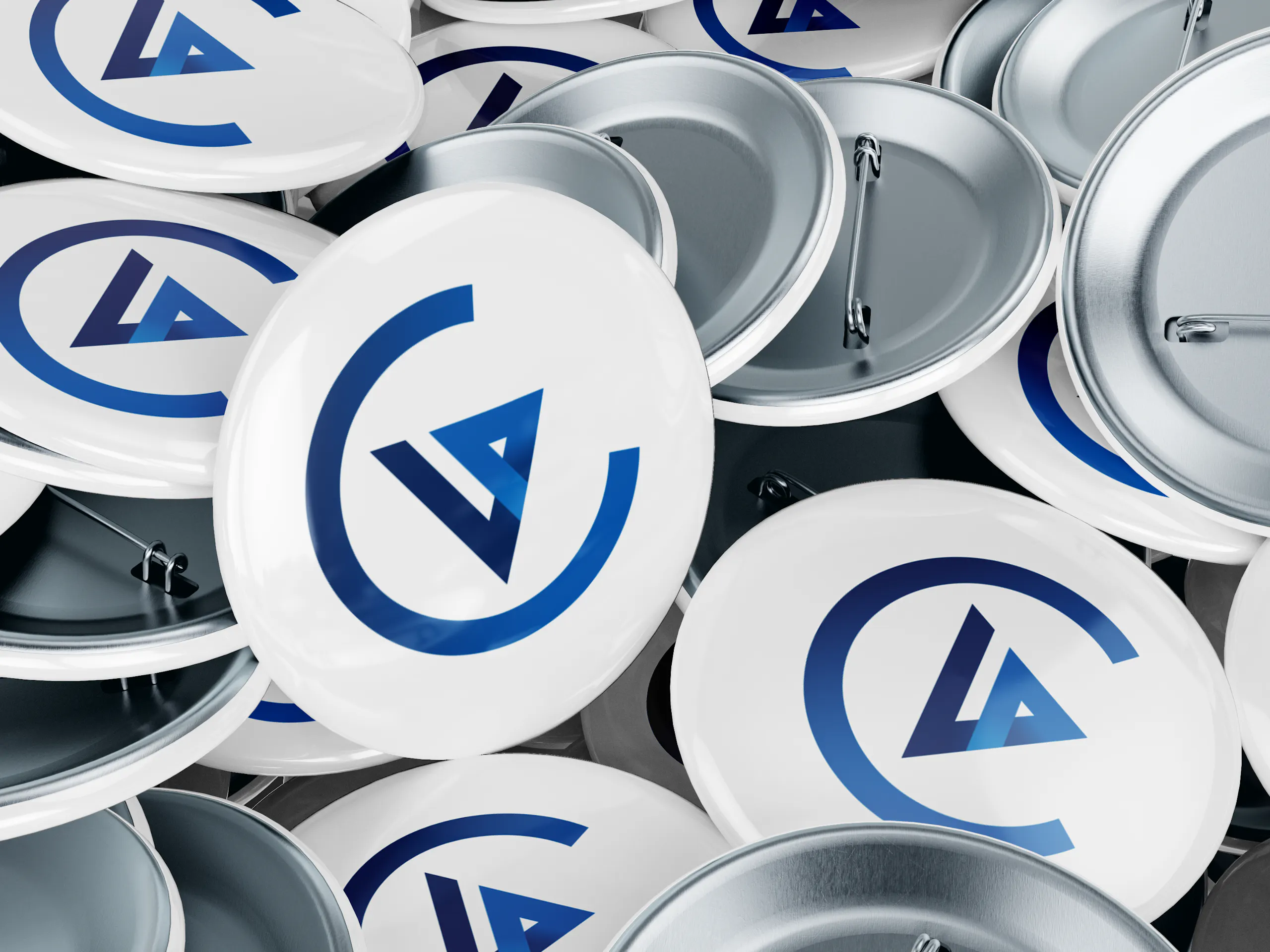 logo on pinable buttons