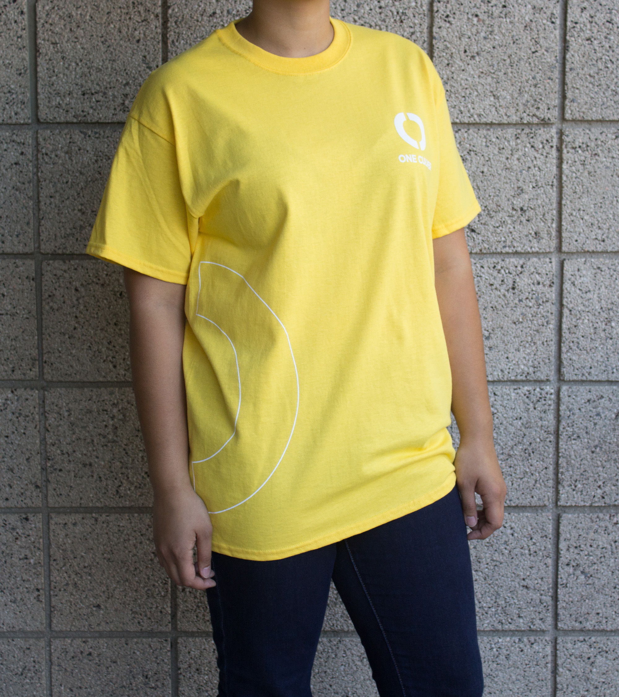 yellow branded shirt