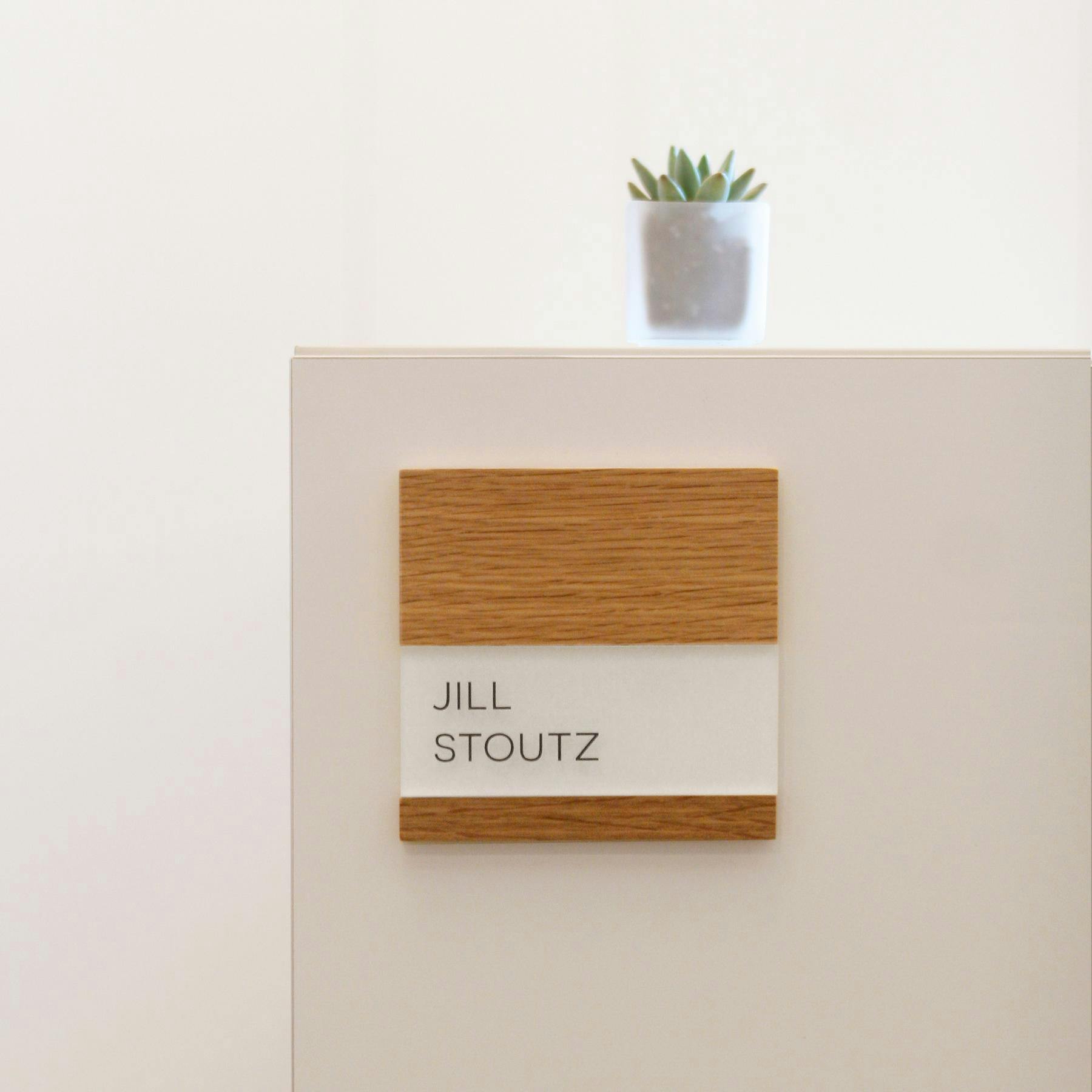 name plate on desk