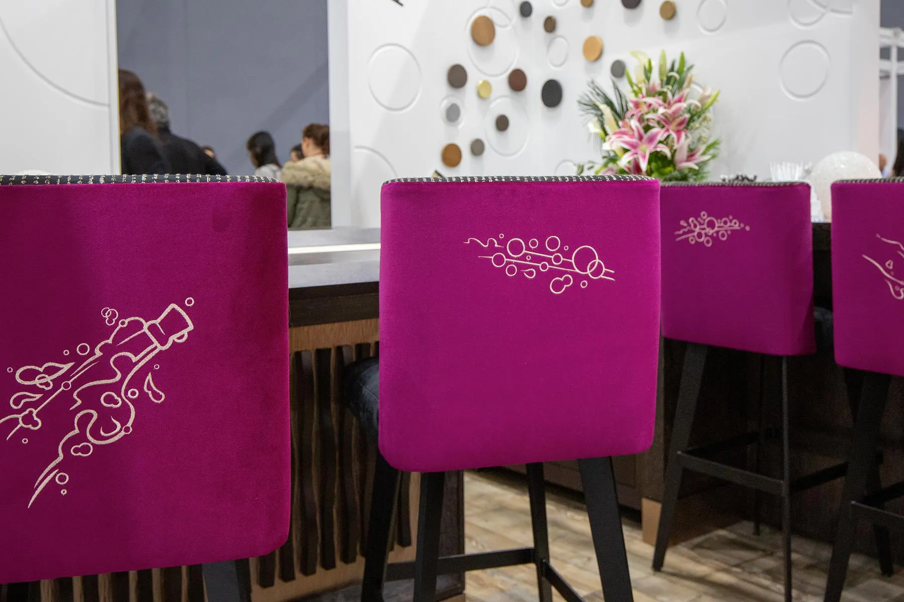 fancy chairs in booth
