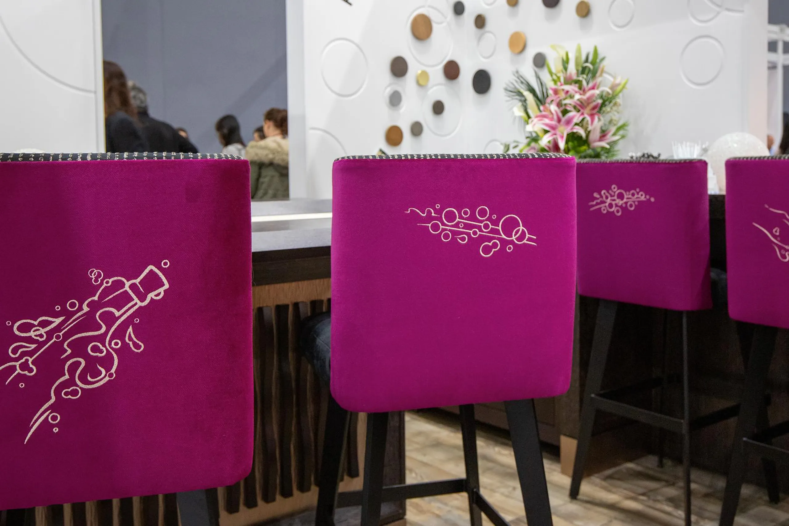fancy chairs in booth