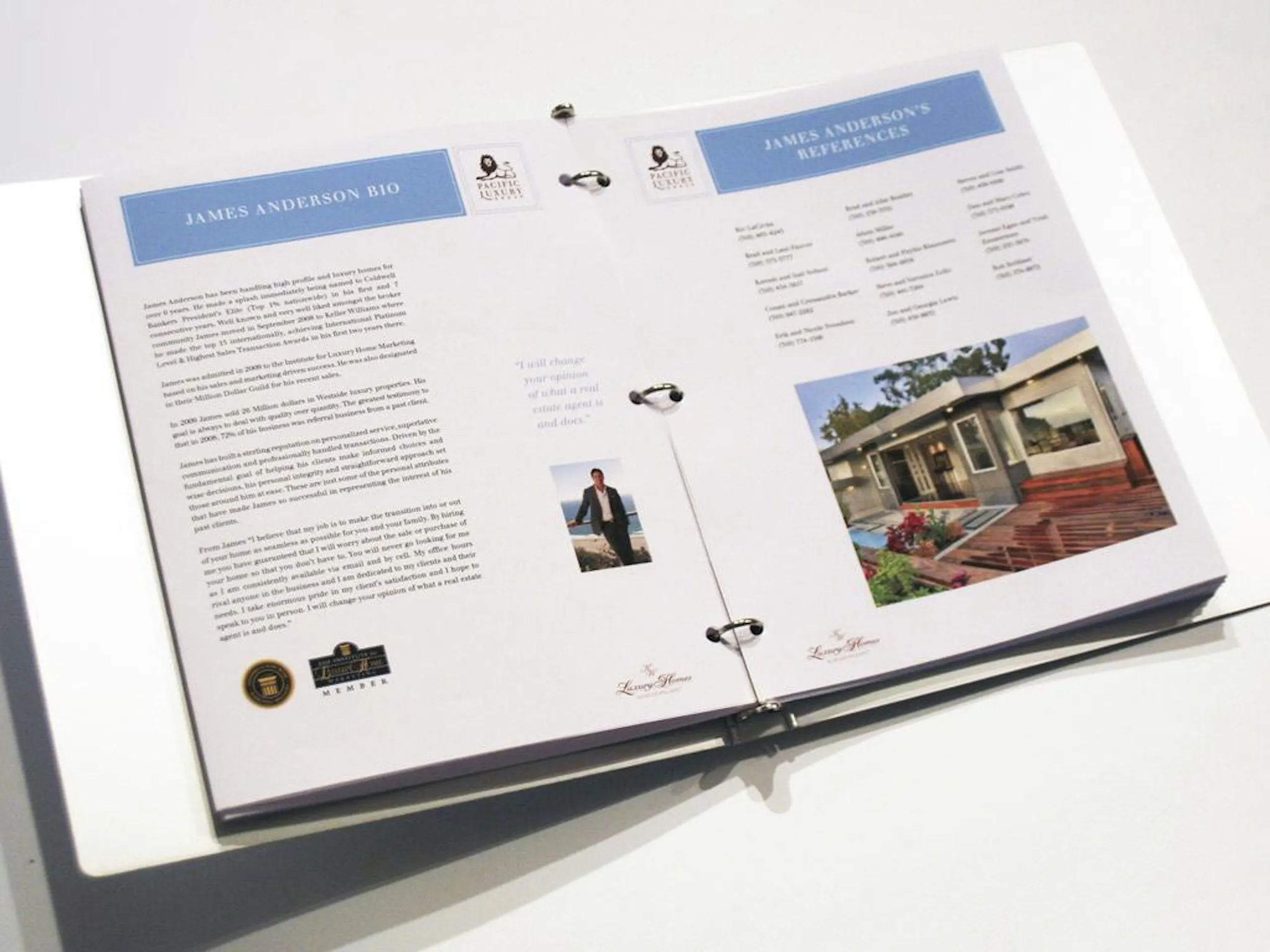 interior of real estate binder