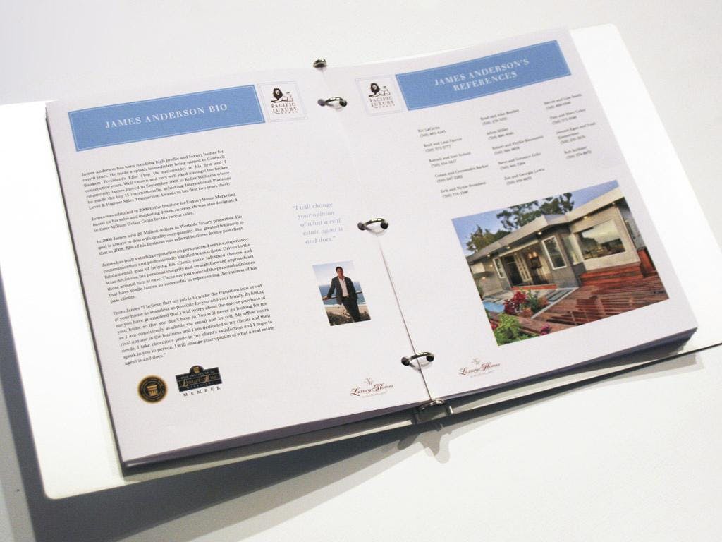 interior of real estate binder