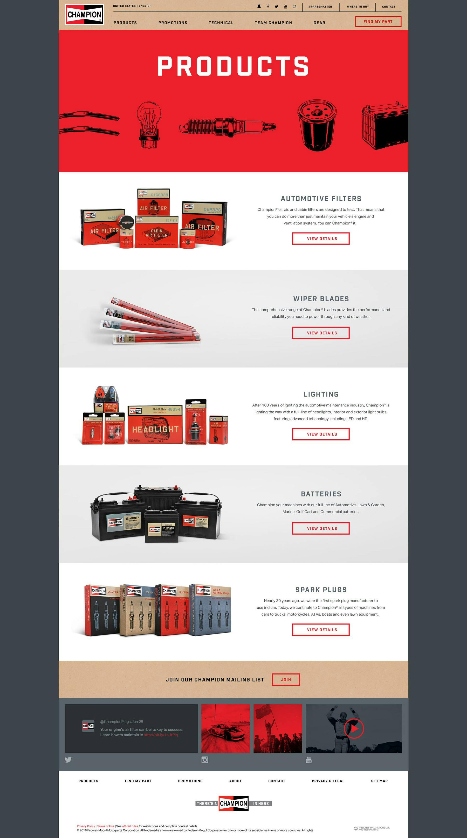 product pages on website