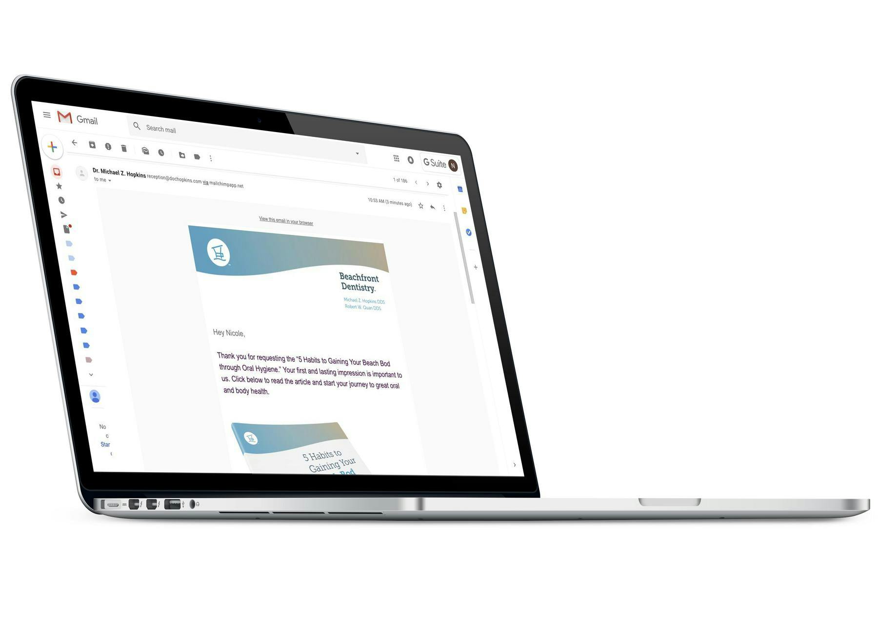 marketing email on macbook