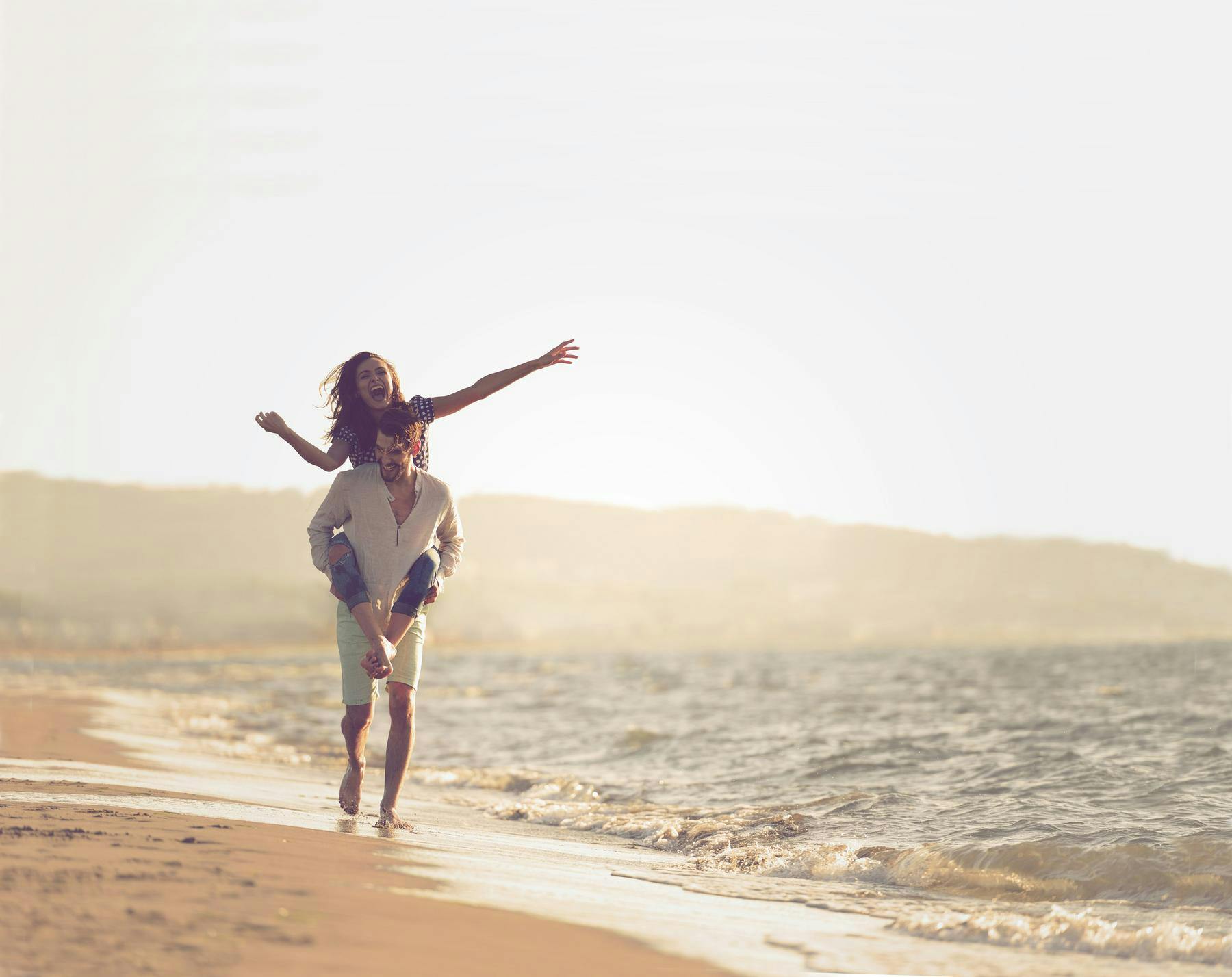 smiling people on beach