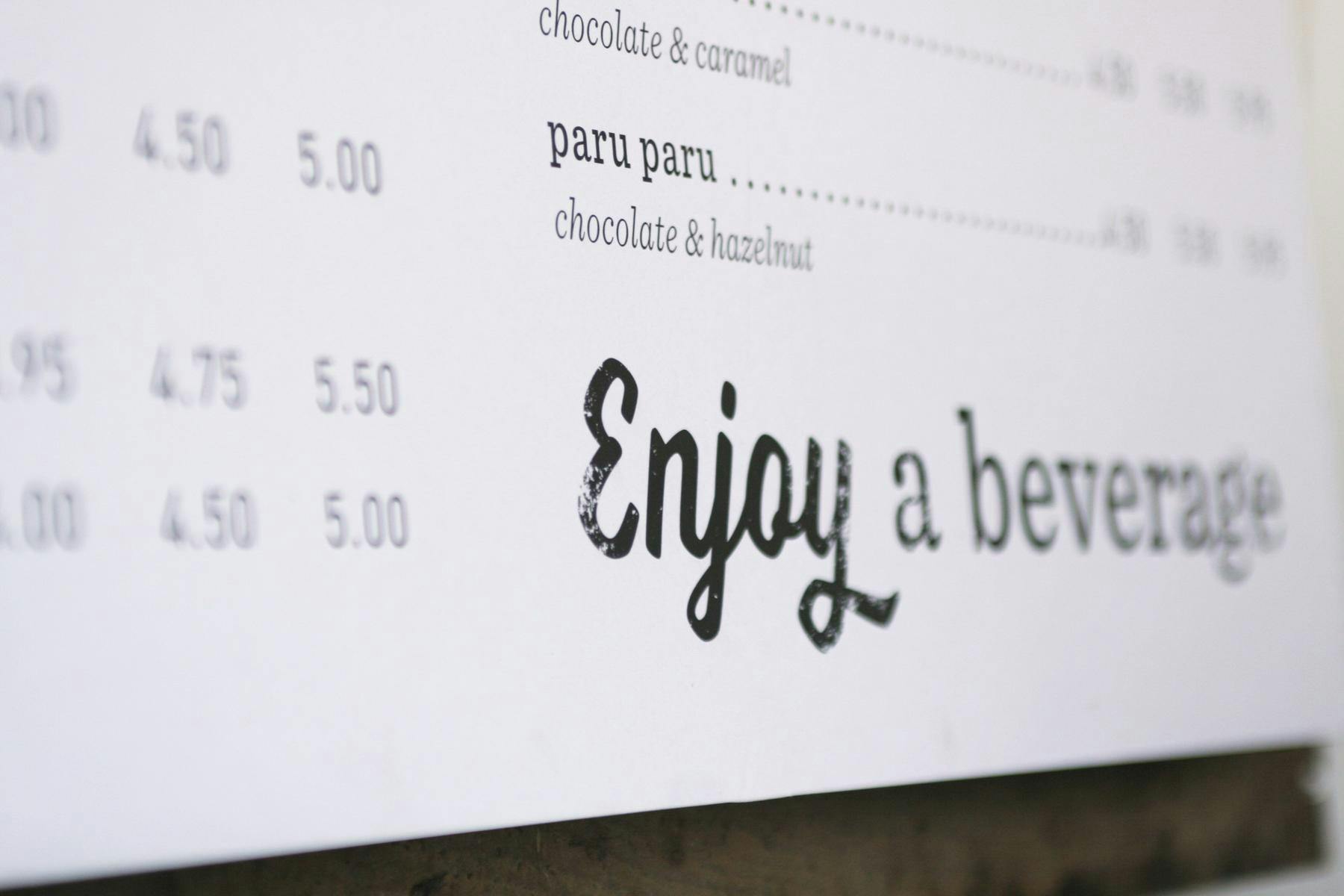 bottom of menu closeup