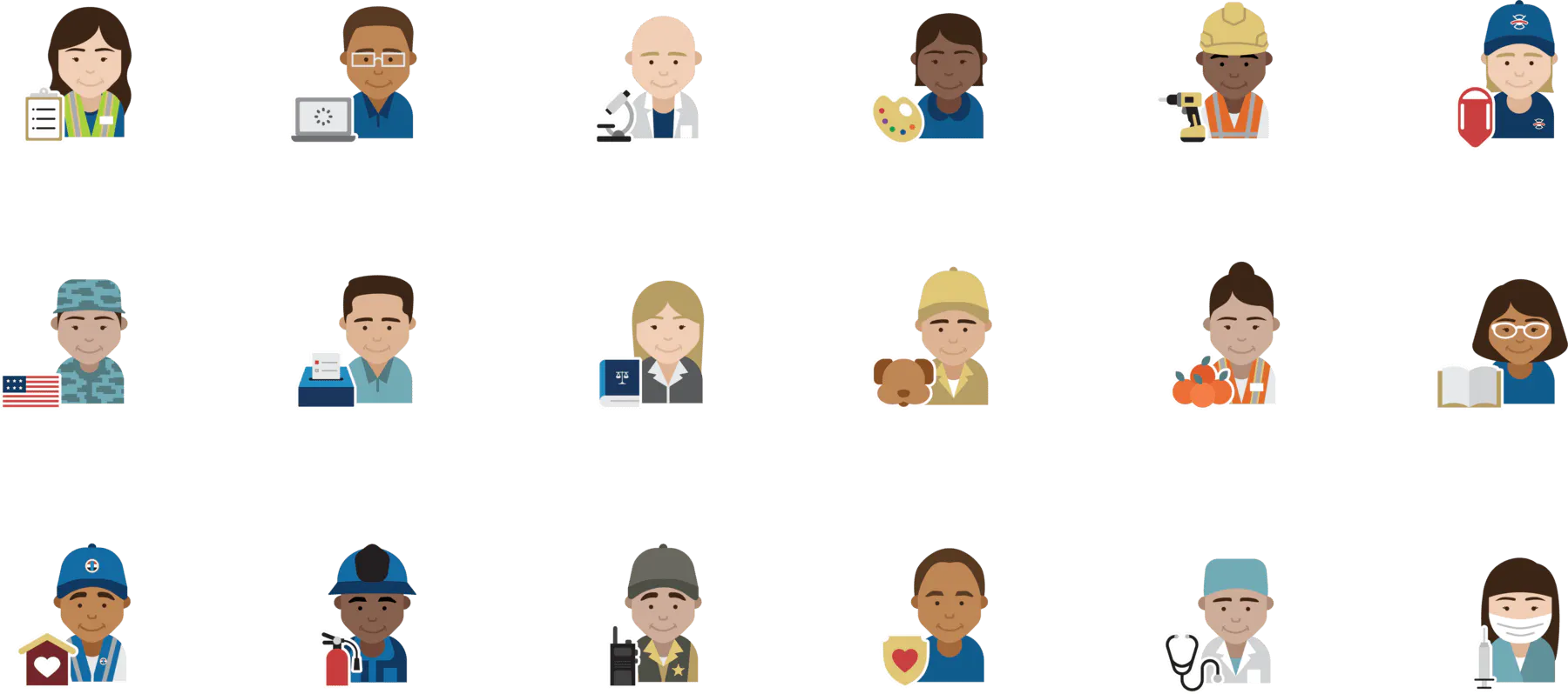 icons of different people