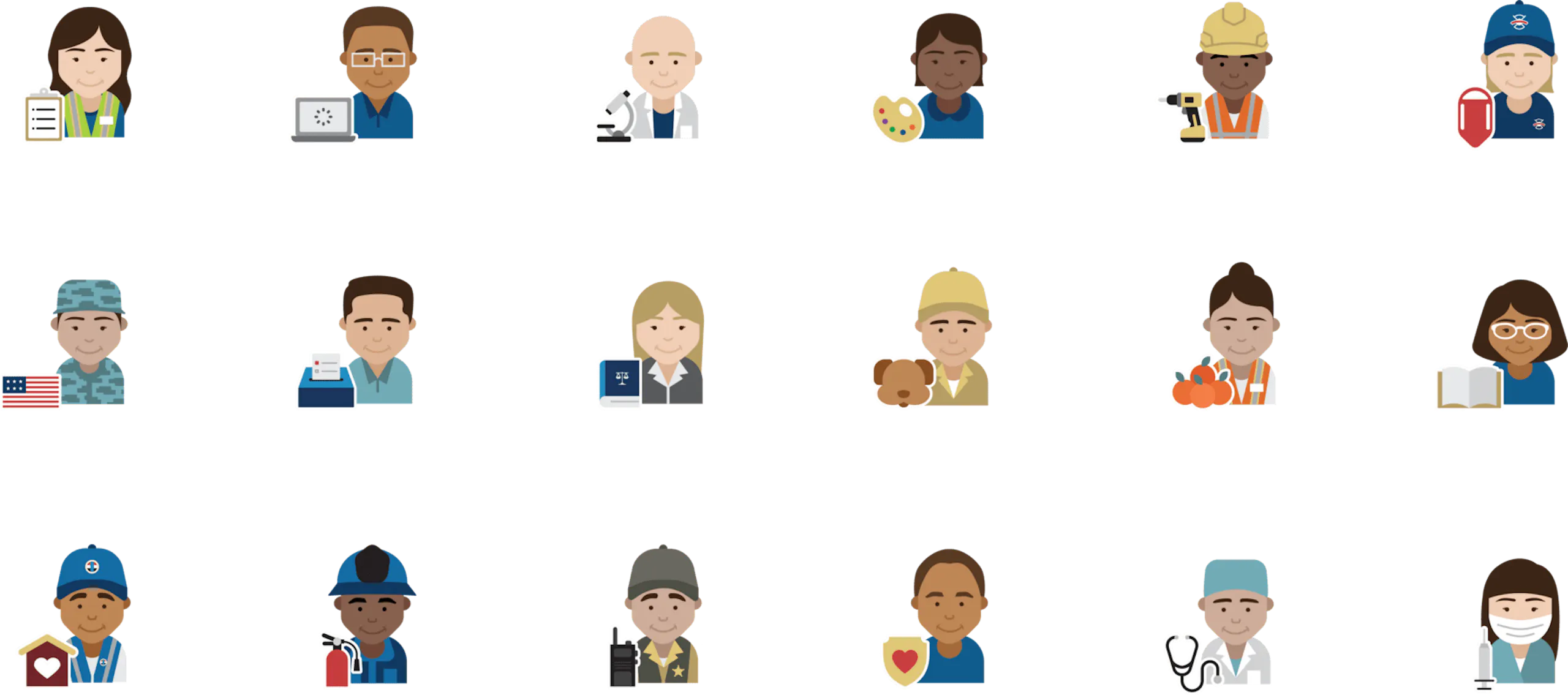 icons of different people