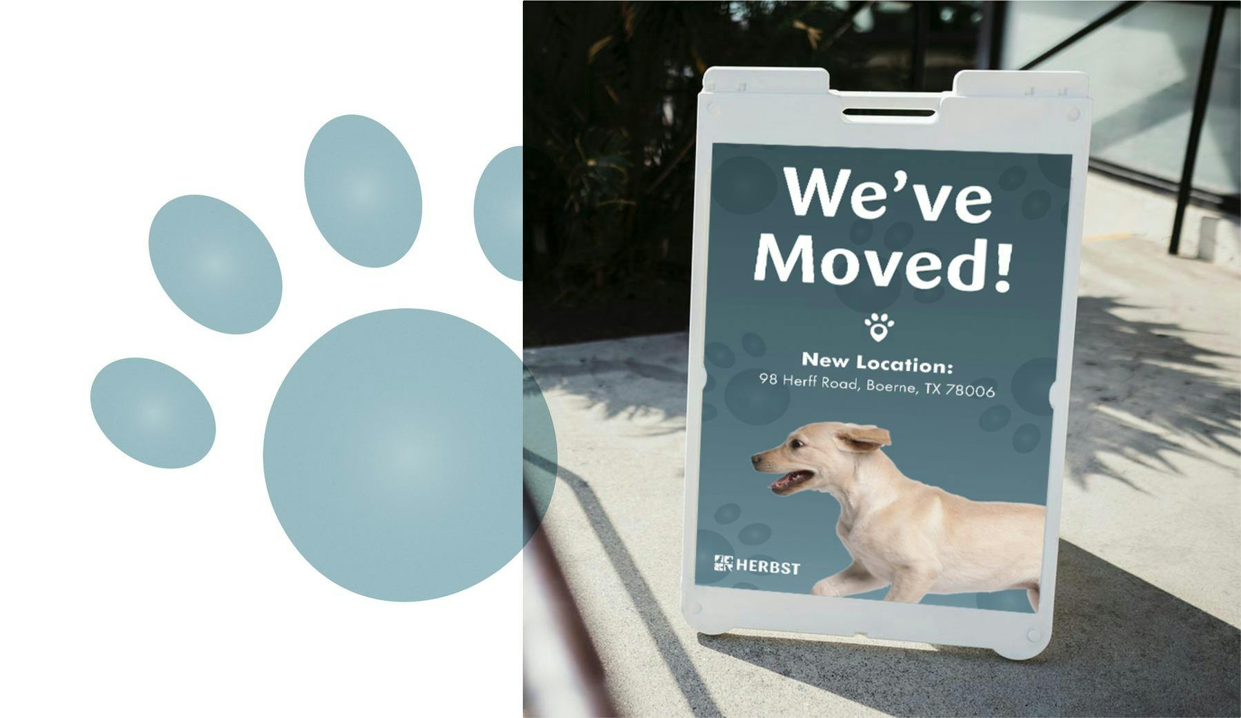 we moved sandwich board