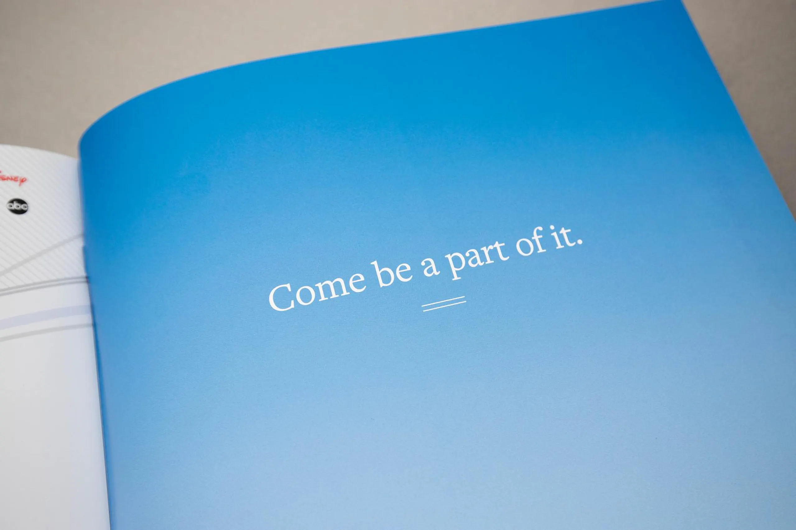 "Come be a part of it." page