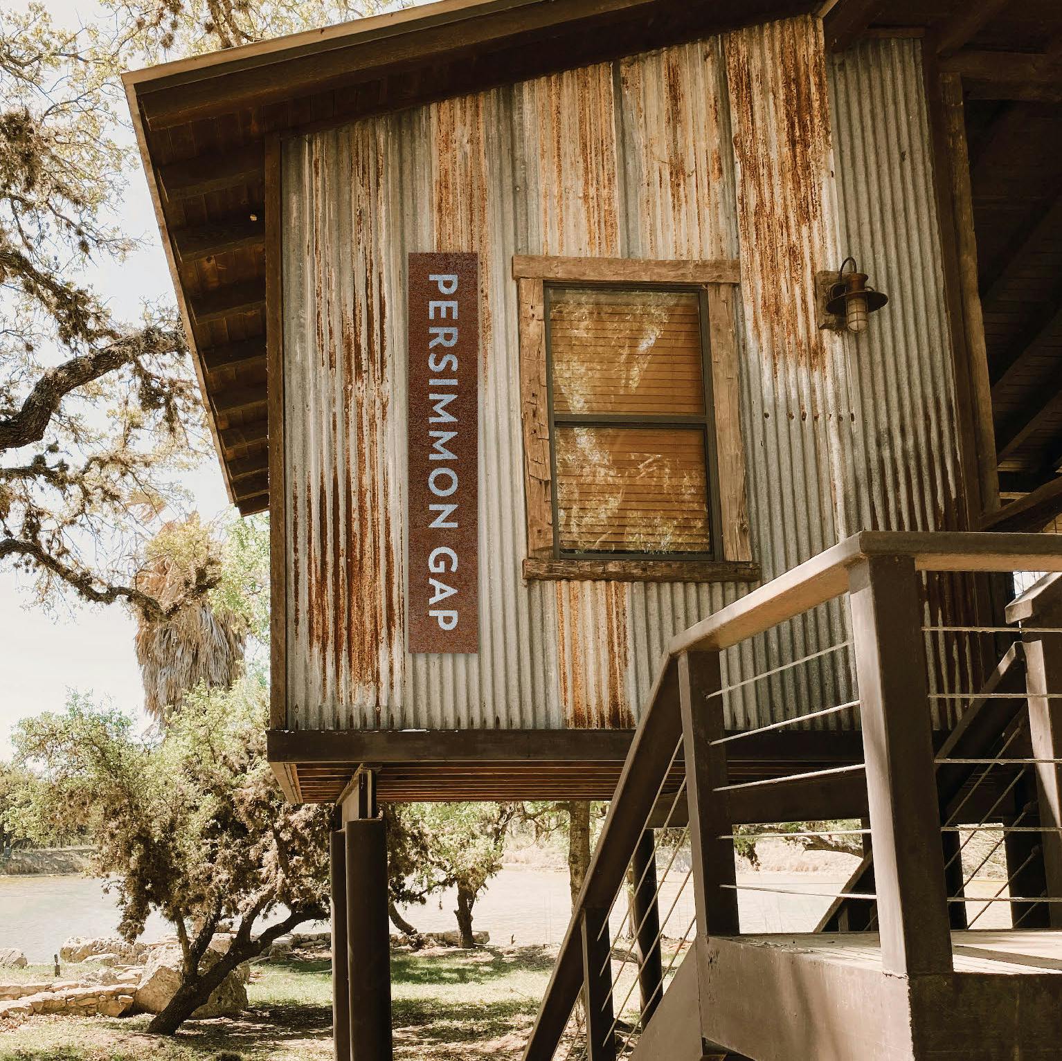 cabin with sign