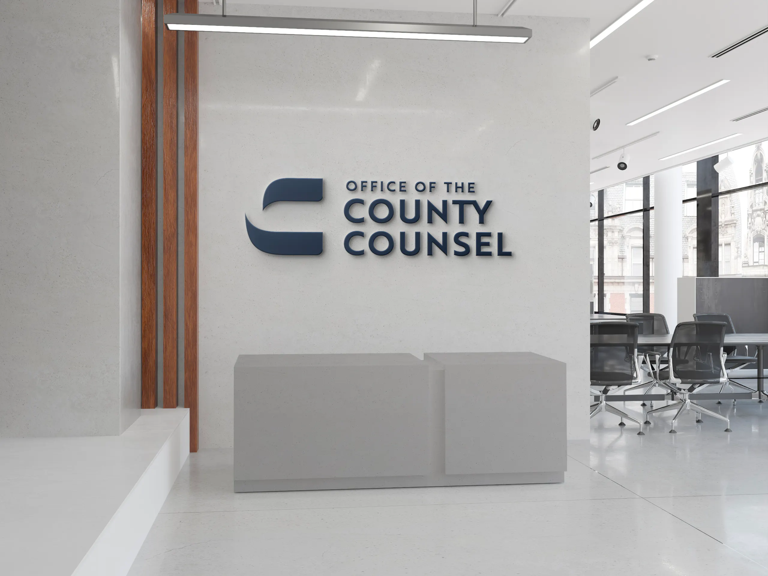 interior office sign with logo